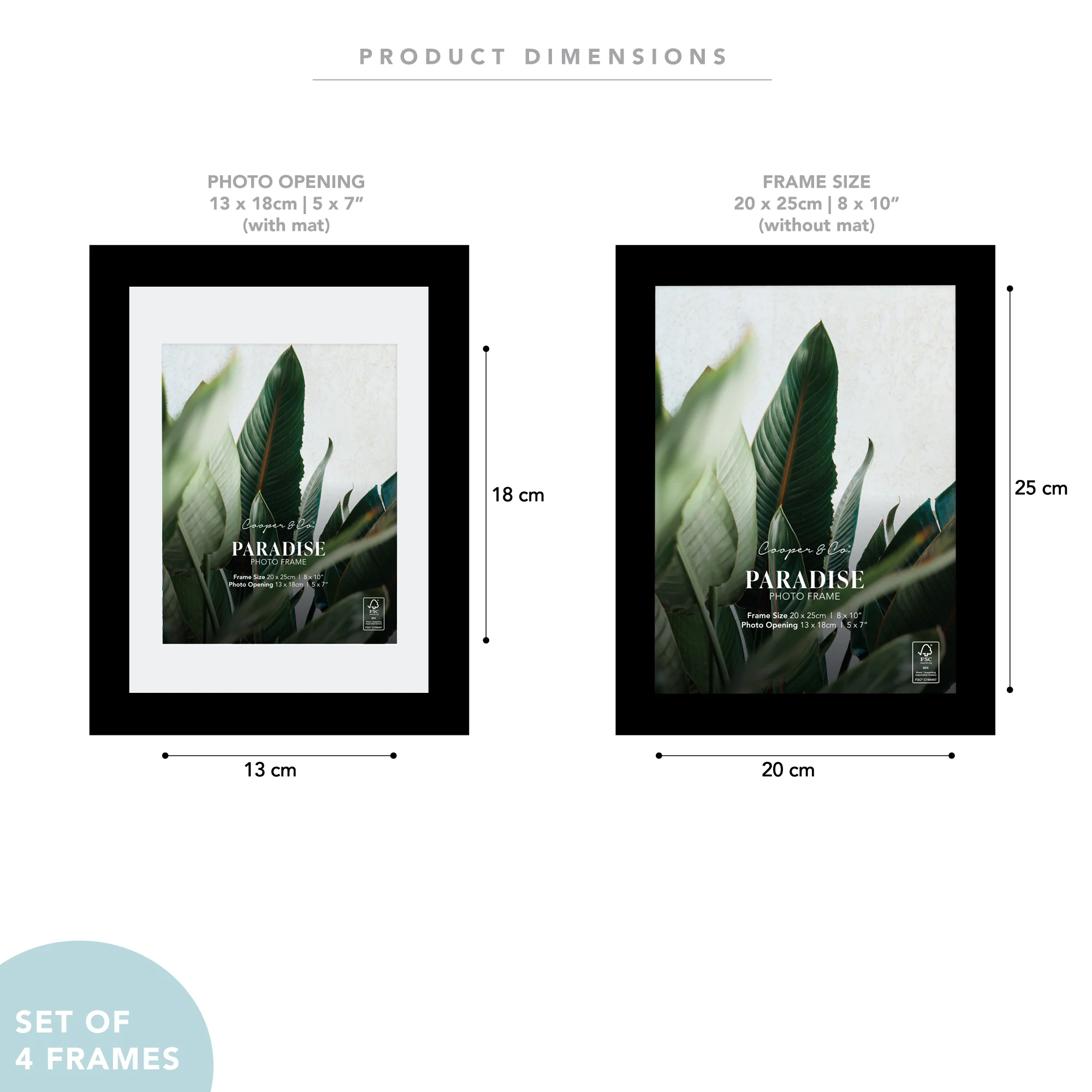 Set Of 4 20x25cm Mat to 13x18cm Premium Paradise Wooden Photo Frame - Image 3
