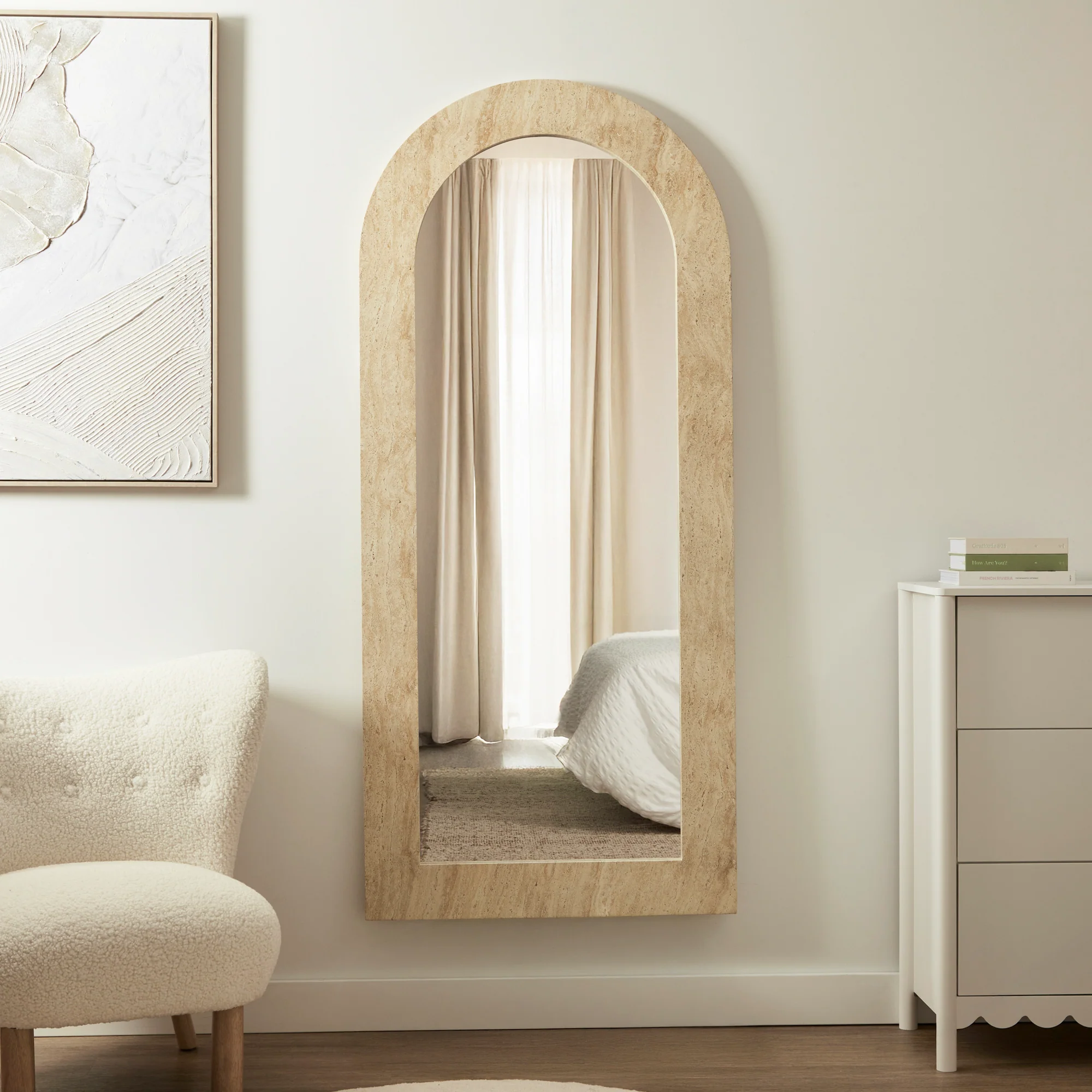 Sienna 180cm Arch Mirror Travertine Look - Image 5