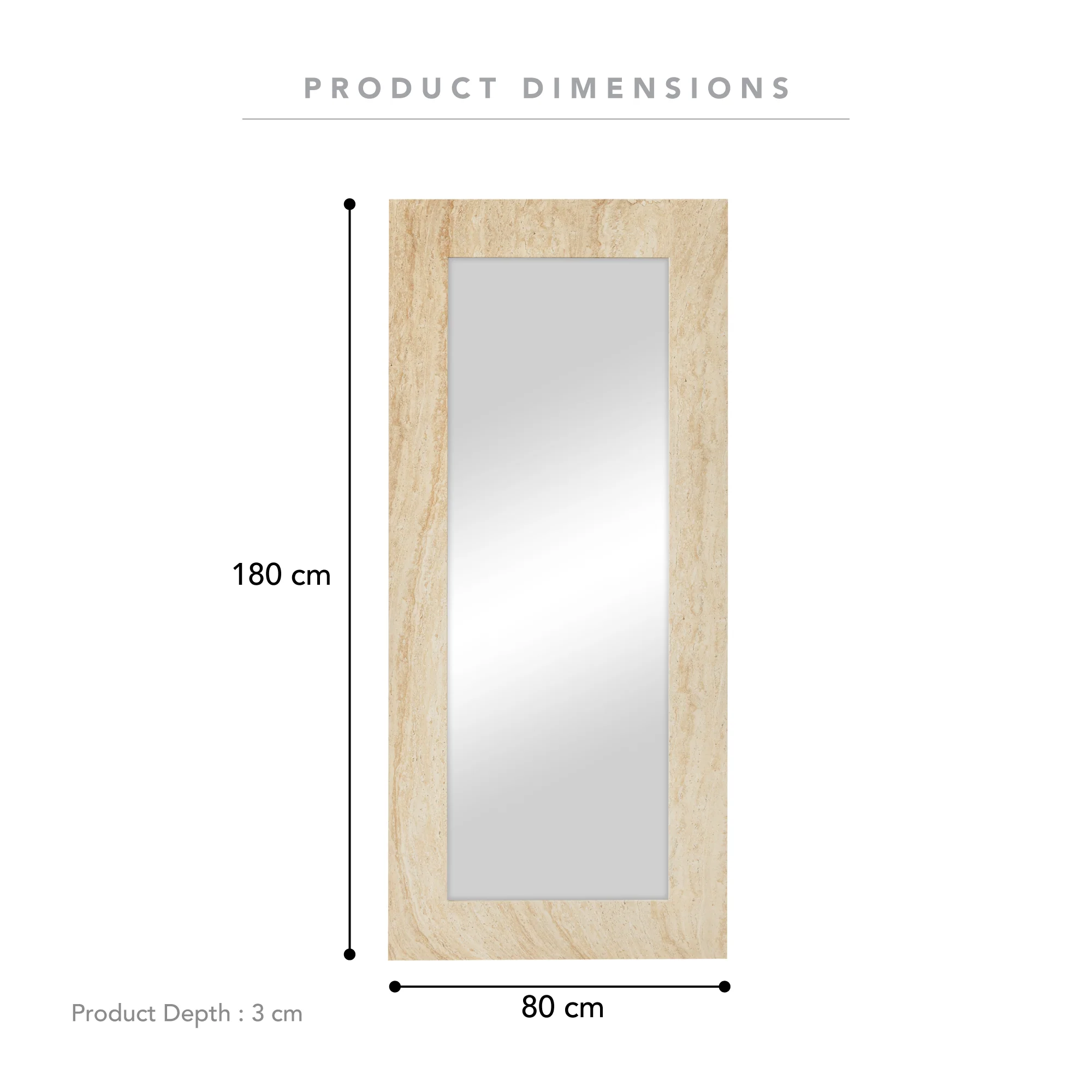 Sienna 180cm Rectangle Mirror Travertine Look - Image 3