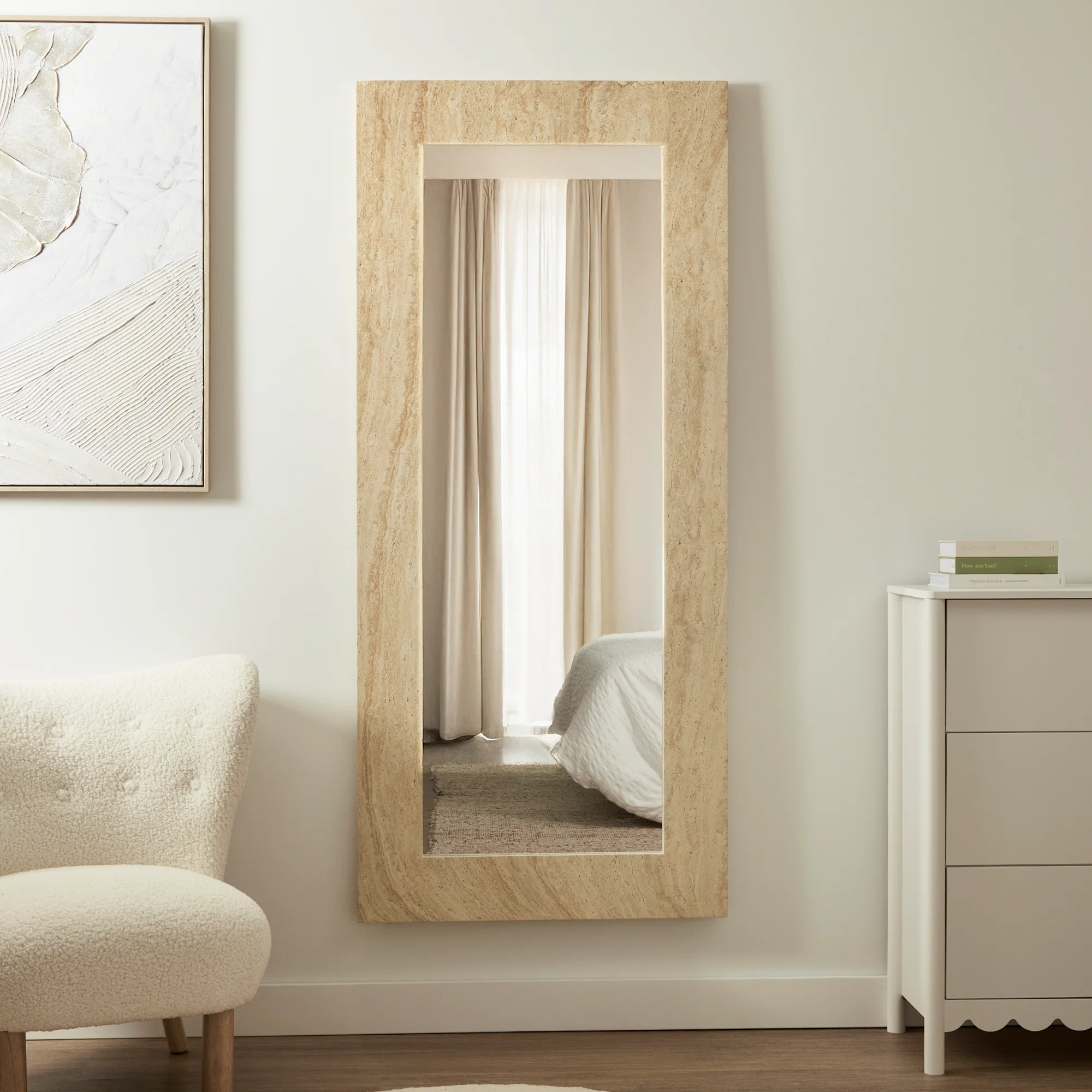 Sienna 180cm Rectangle Mirror Travertine Look - Image 5