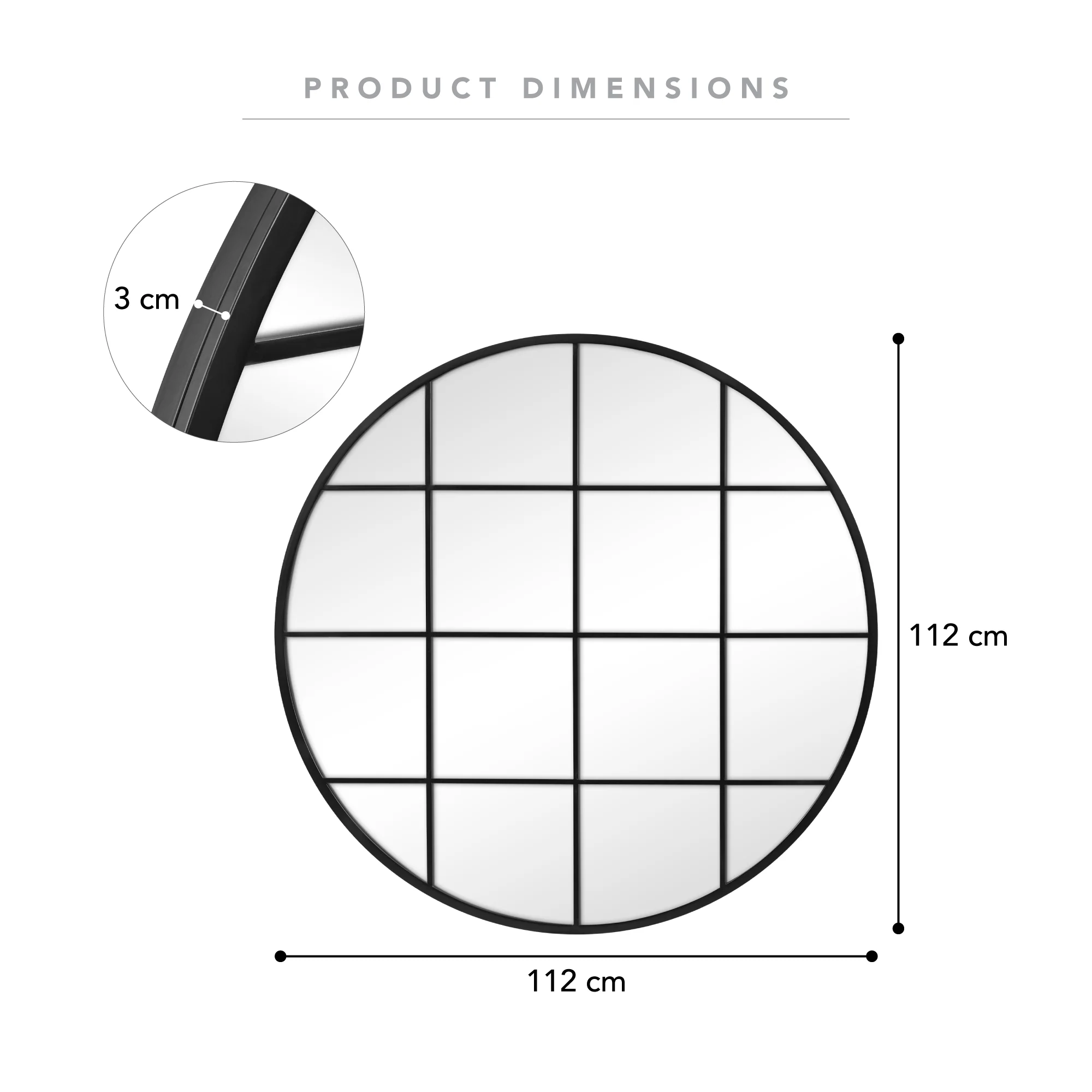 Sophia 112cm Round Mirror Black - Image 3