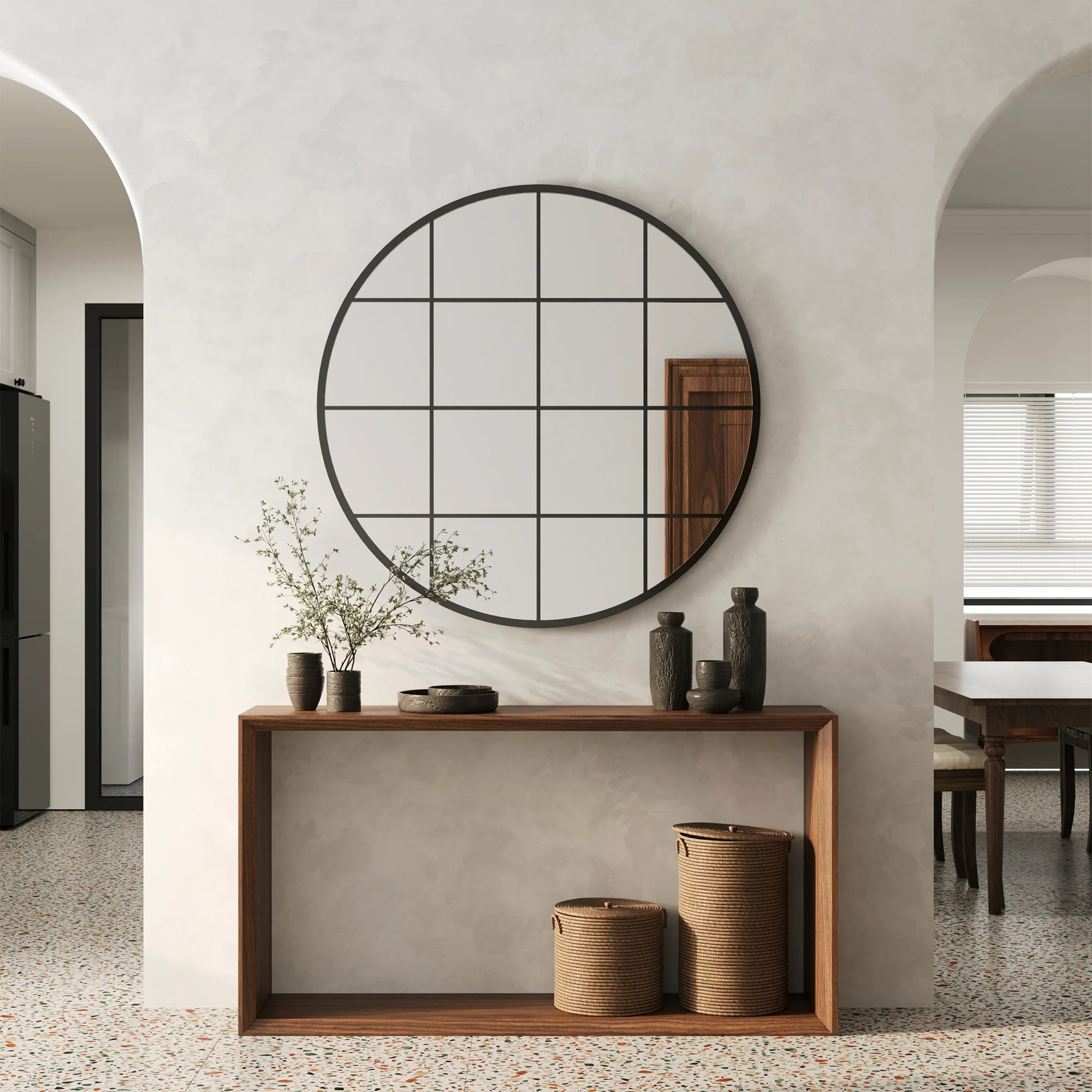 Sophia 112cm Round Mirror Black - Image 4
