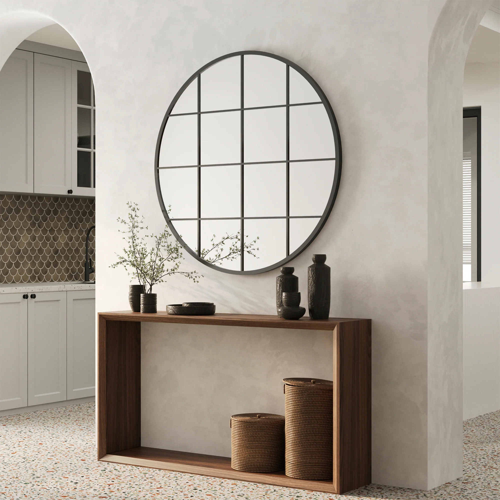 Sophia 112cm Round Mirror Black - Image 5