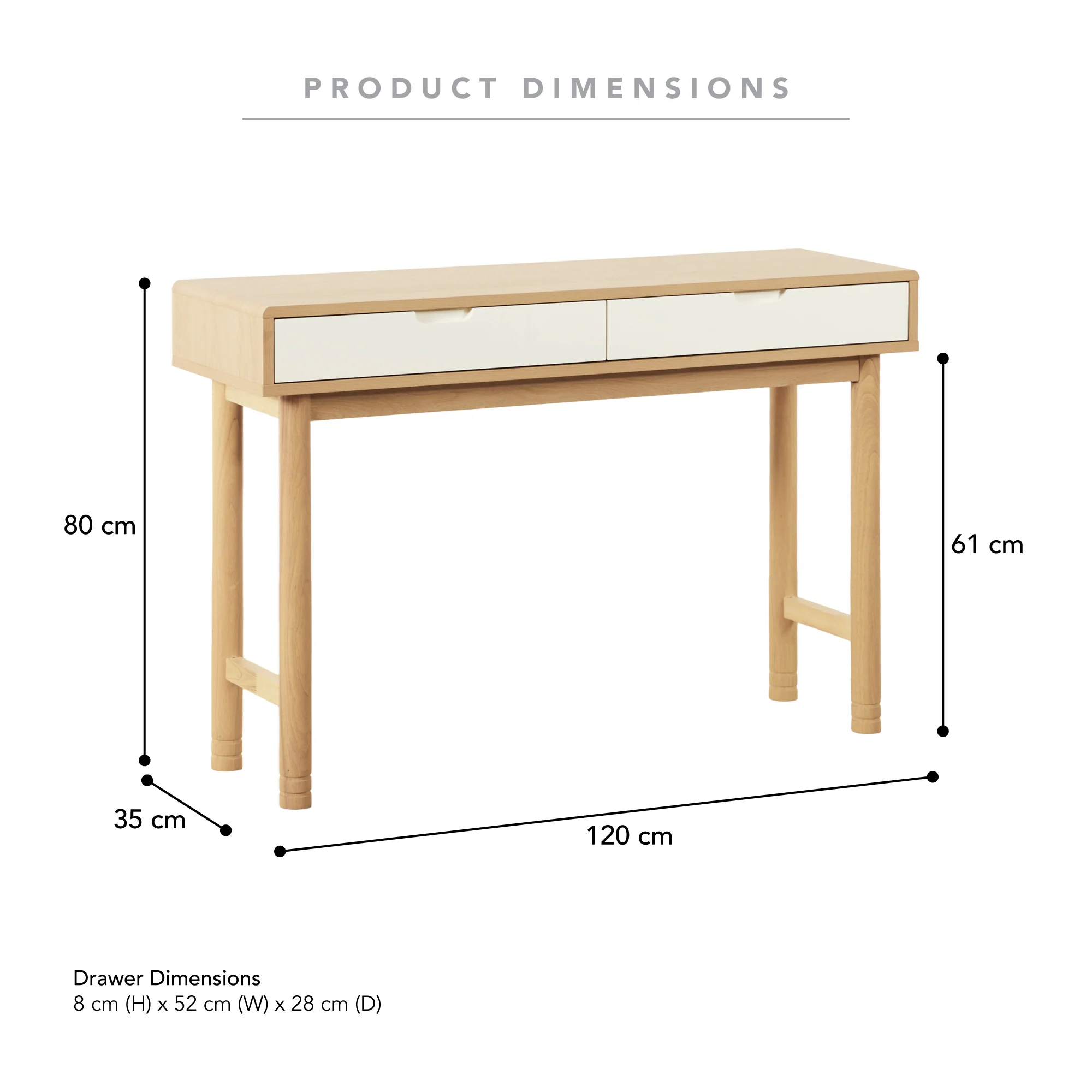 Sophie Console Table Oak (120cm) - Image 3