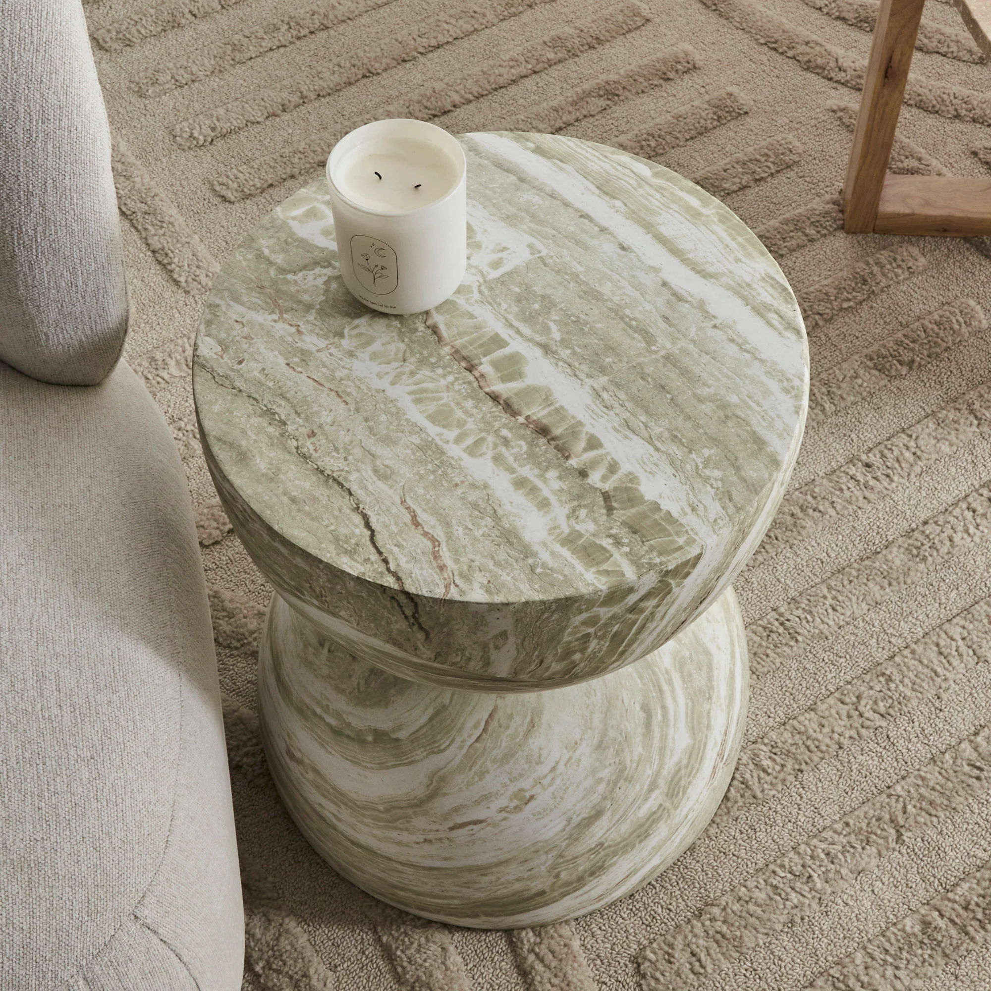 Stella MgO Side Table Green Marble Look - Image 4