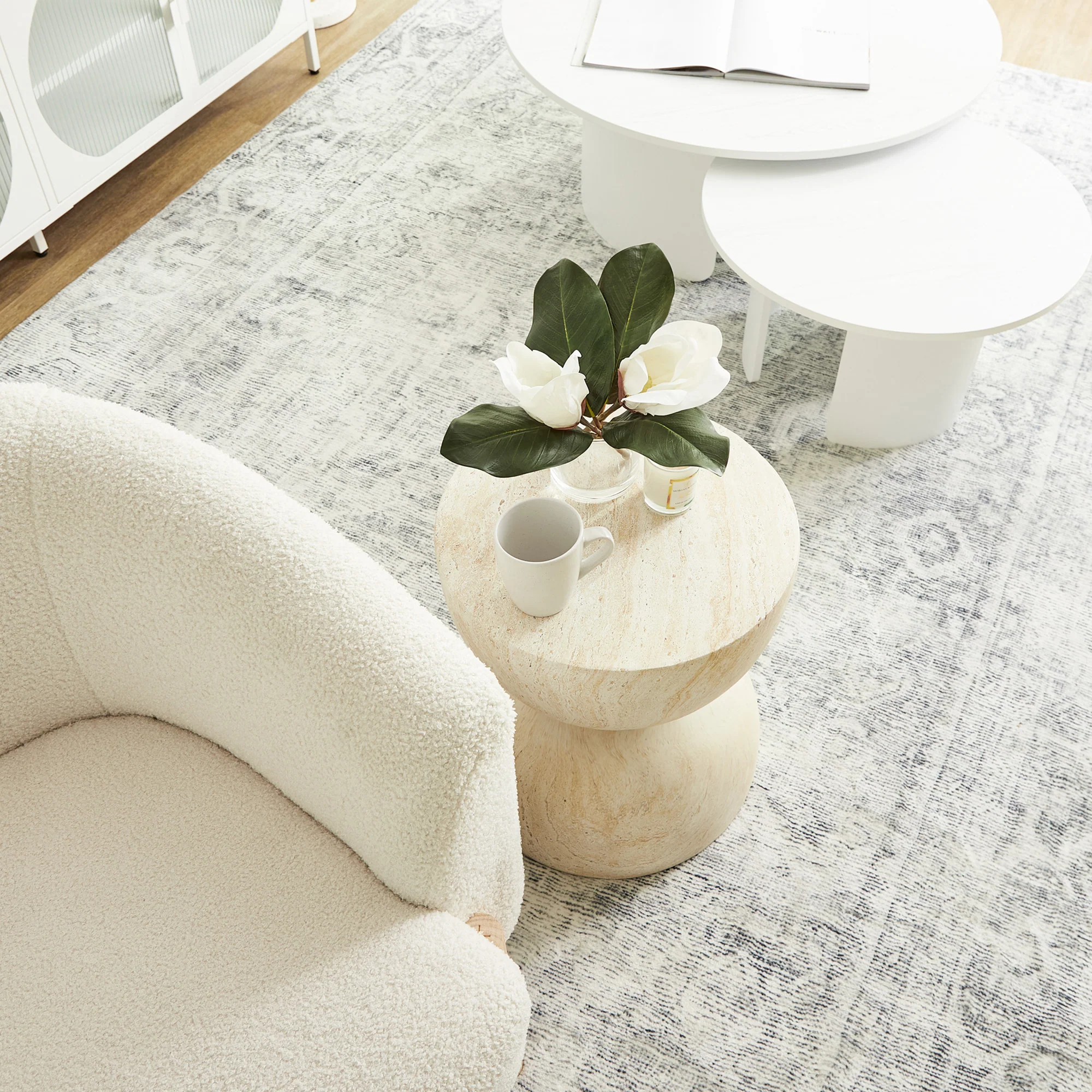 Stella Side Table Travertine Look - Image 6