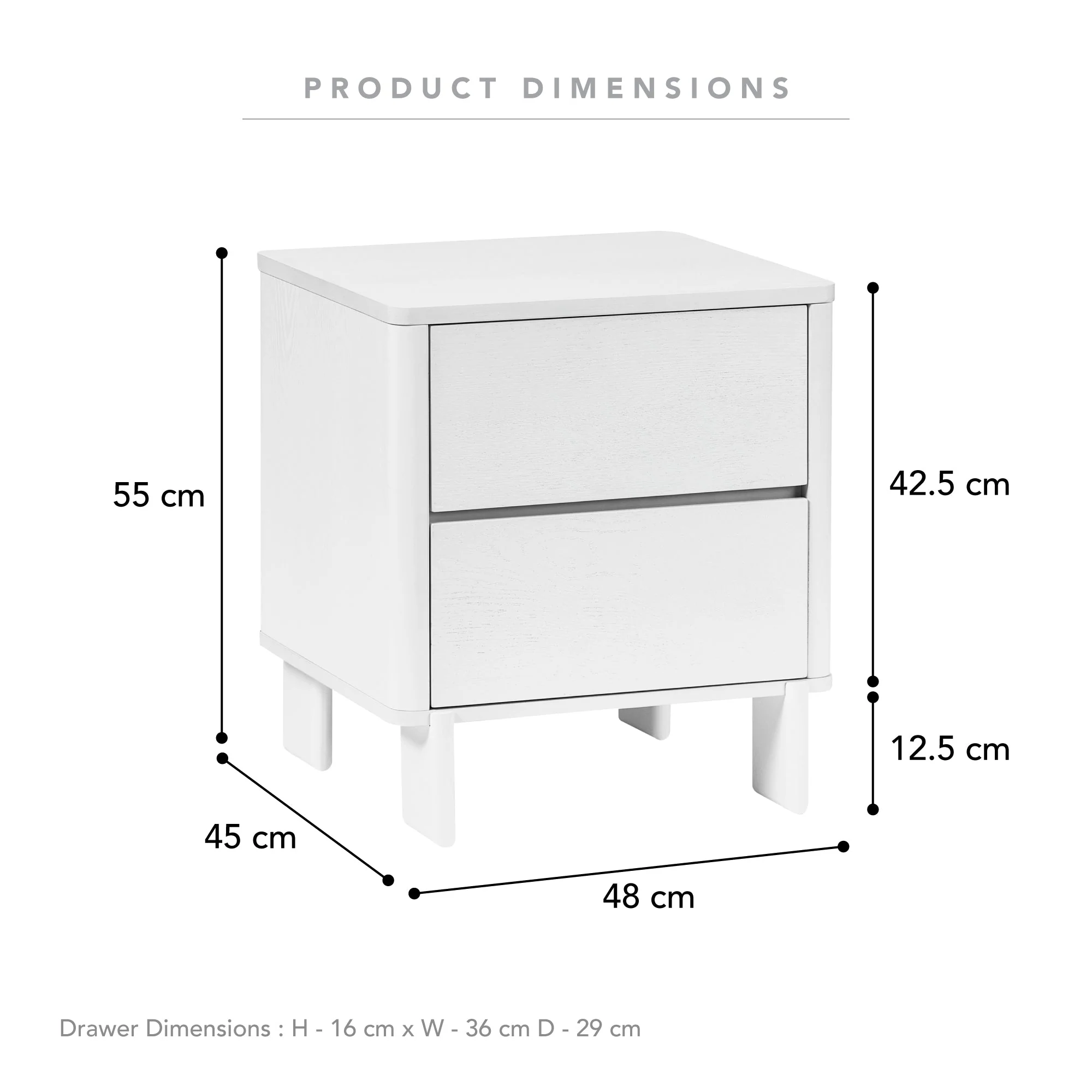 Taupo Bedside Table White - Image 3