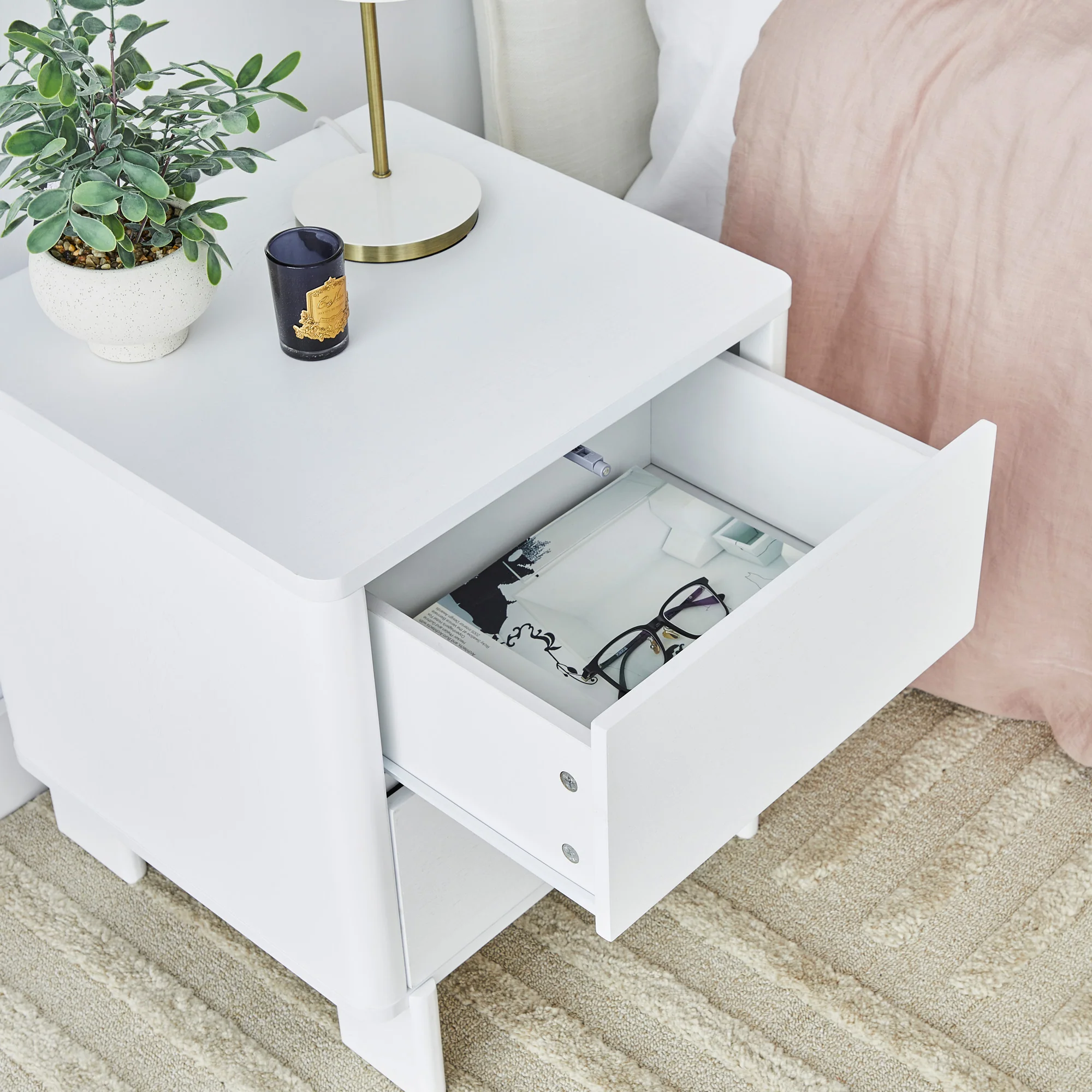Taupo Bedside Table White (Set of 2) - Image 5