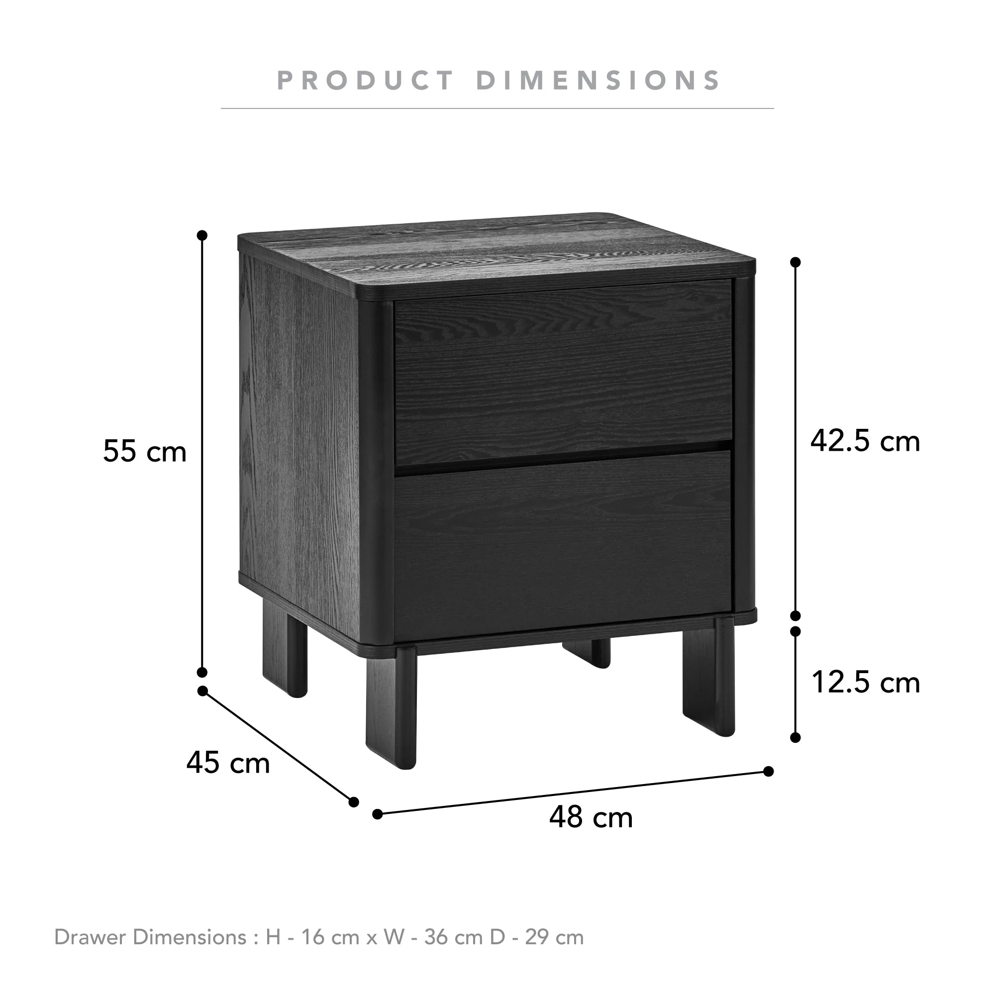 Taupo Bedside Table Black - Image 3