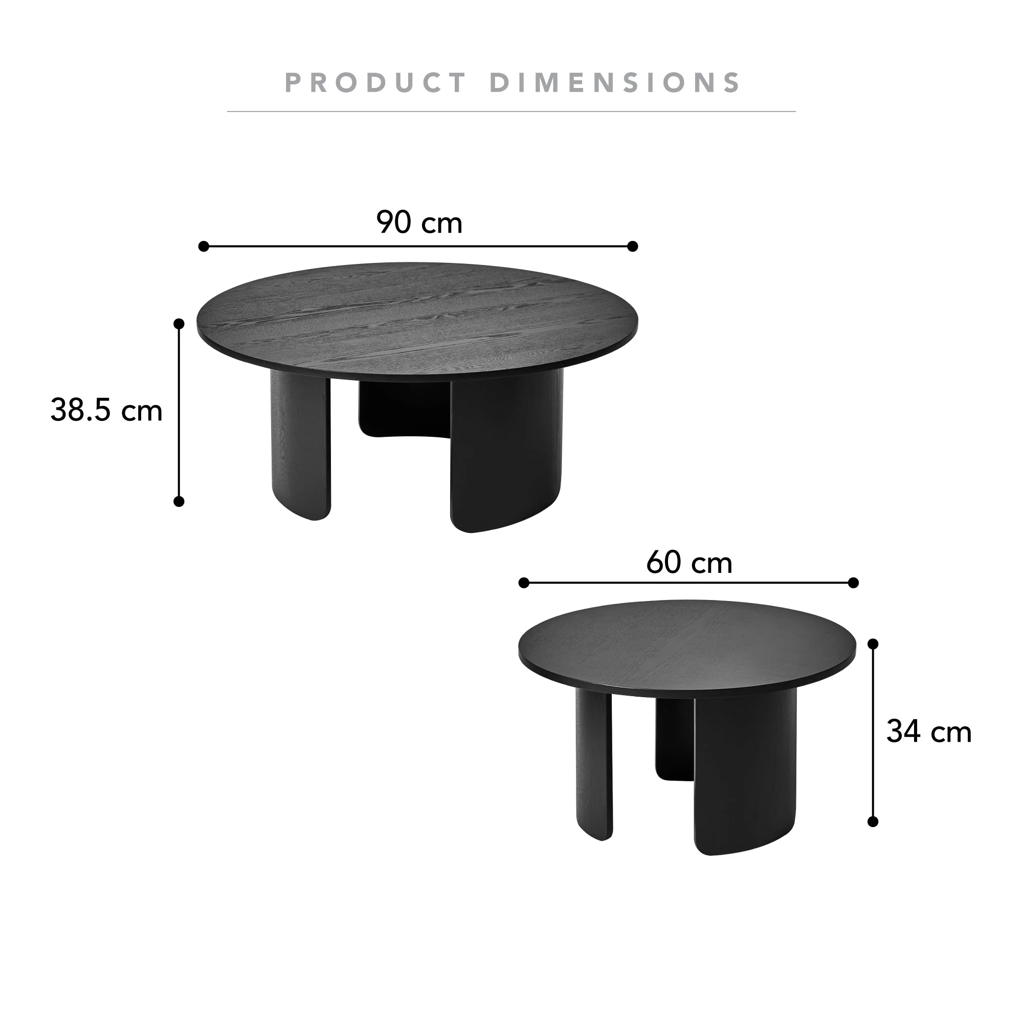 Taupo Coffee Tables Set of 2 Curved Legs Black - Image 3