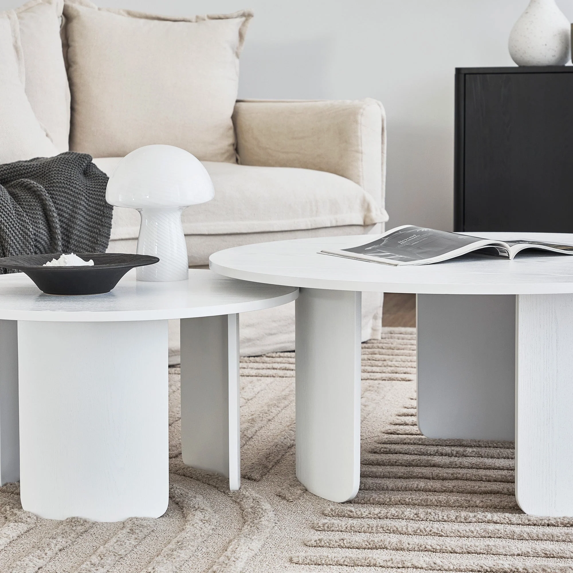 Taupo Coffee Tables Set of 2 Curved Legs White - Image 4