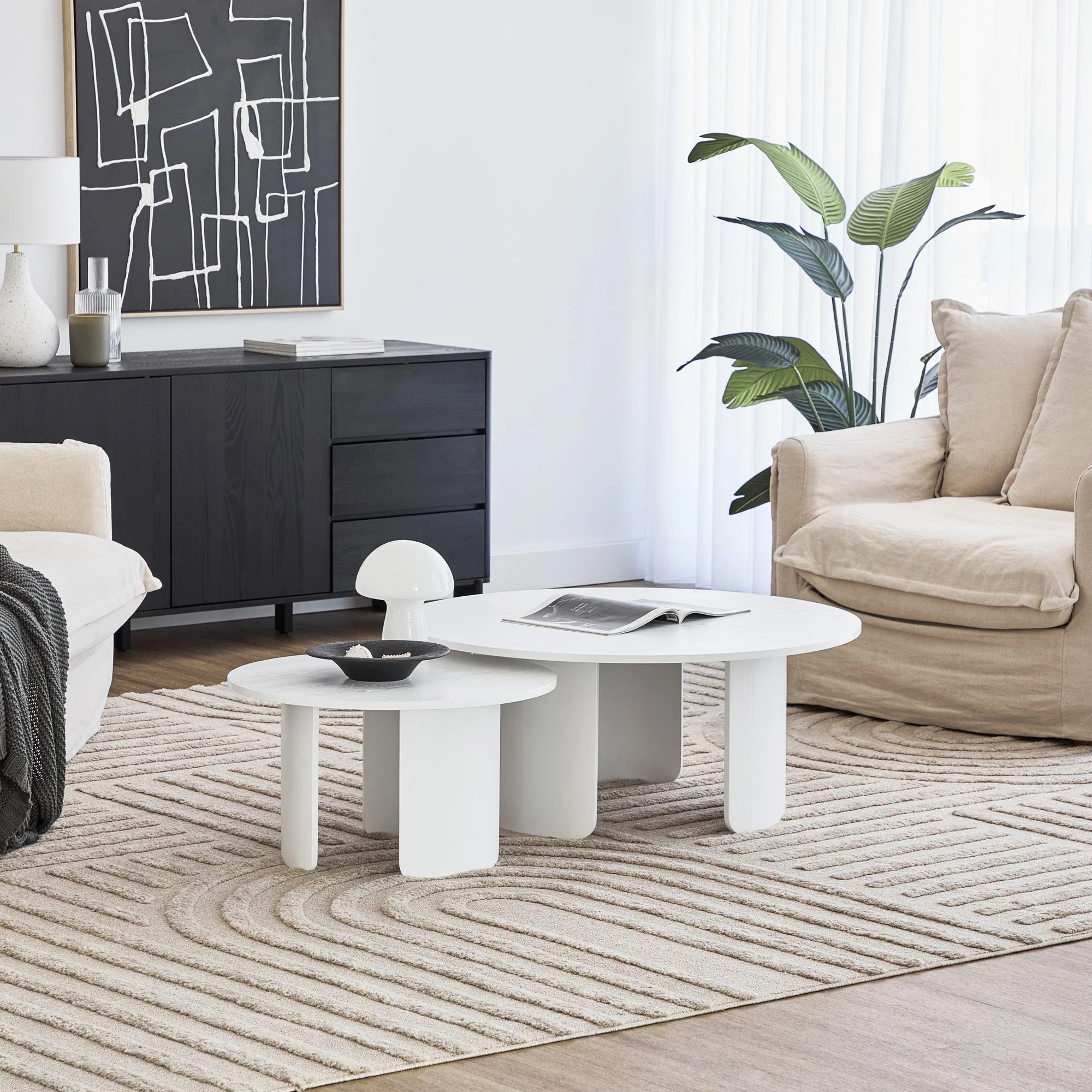 Taupo Coffee Tables Set of 2 Curved Legs White - Image 5