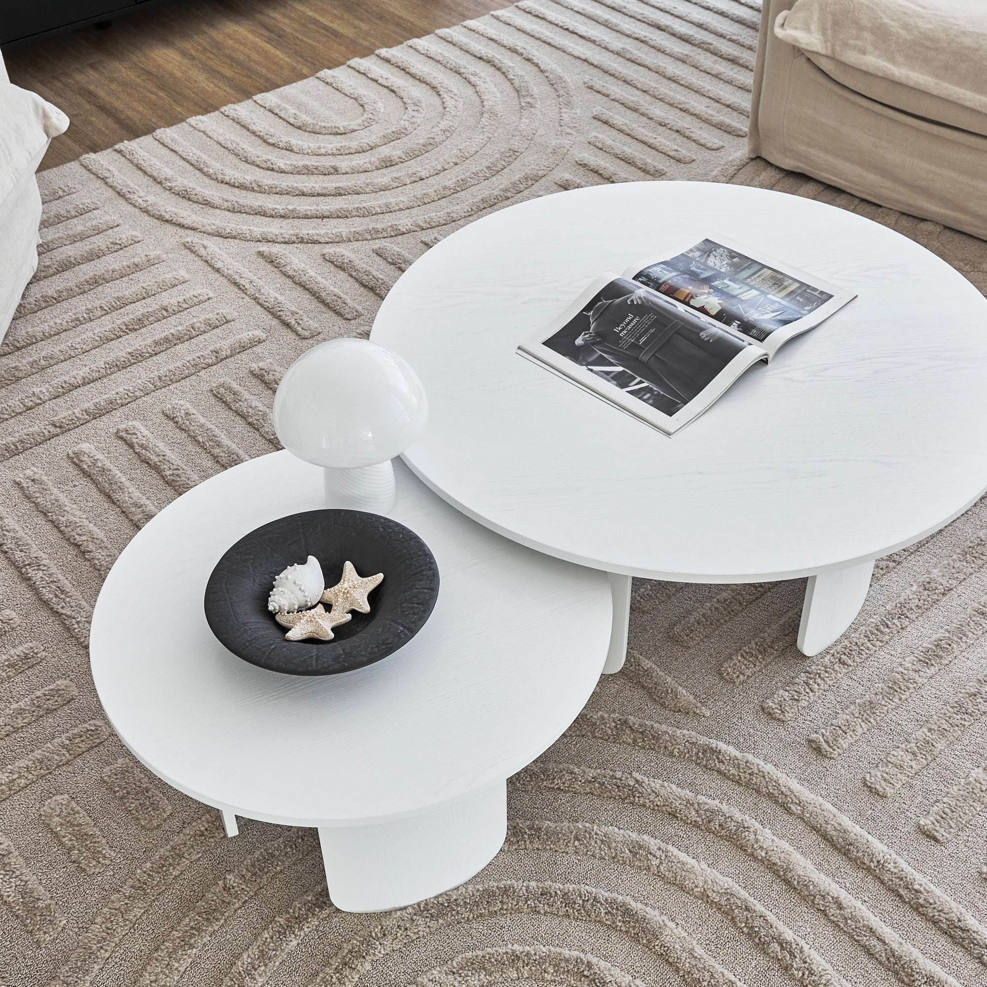 Taupo Coffee Tables Set of 2 Curved Legs White - Image 7