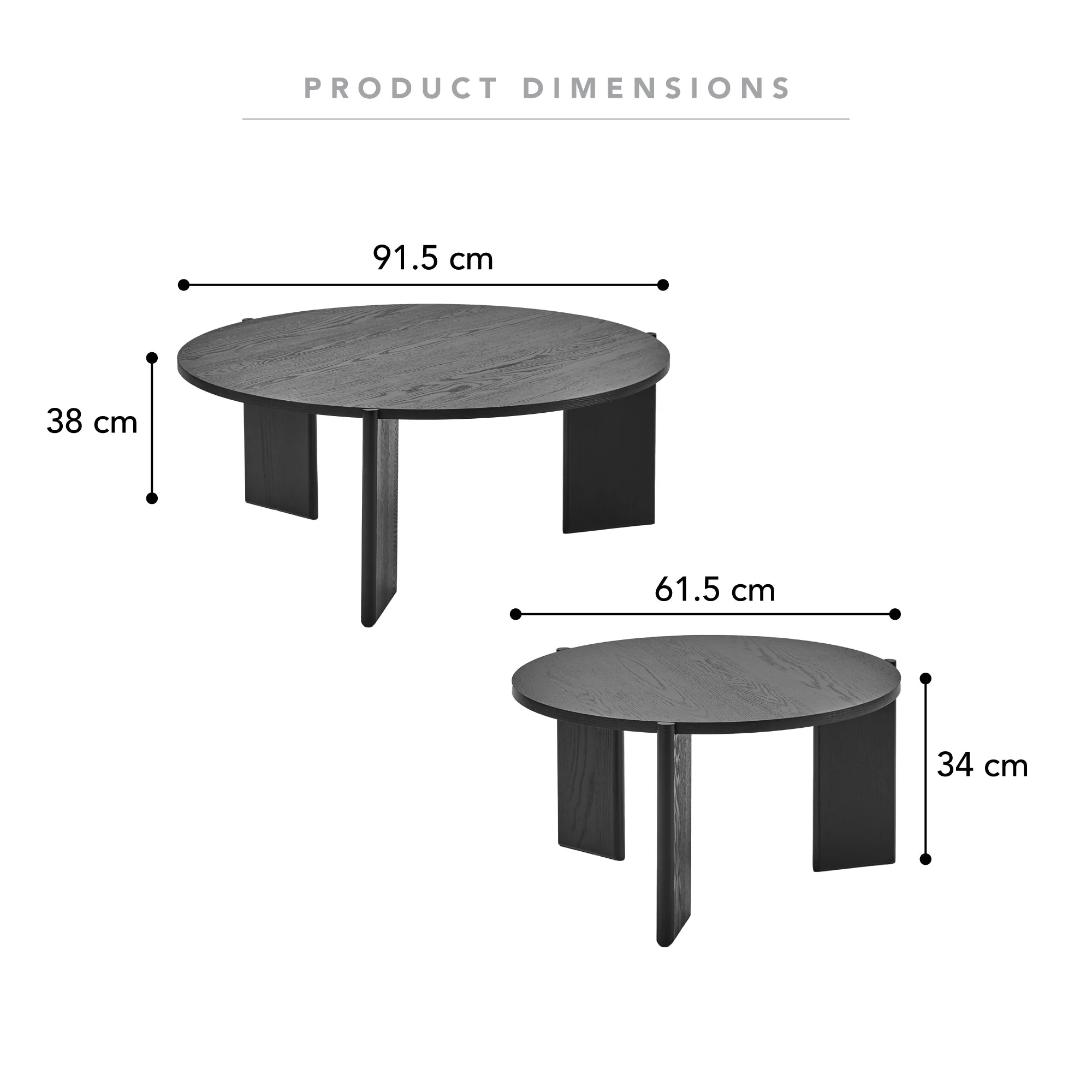 Taupo Coffee Tables Set of 2 Straight Legs Black - Image 3