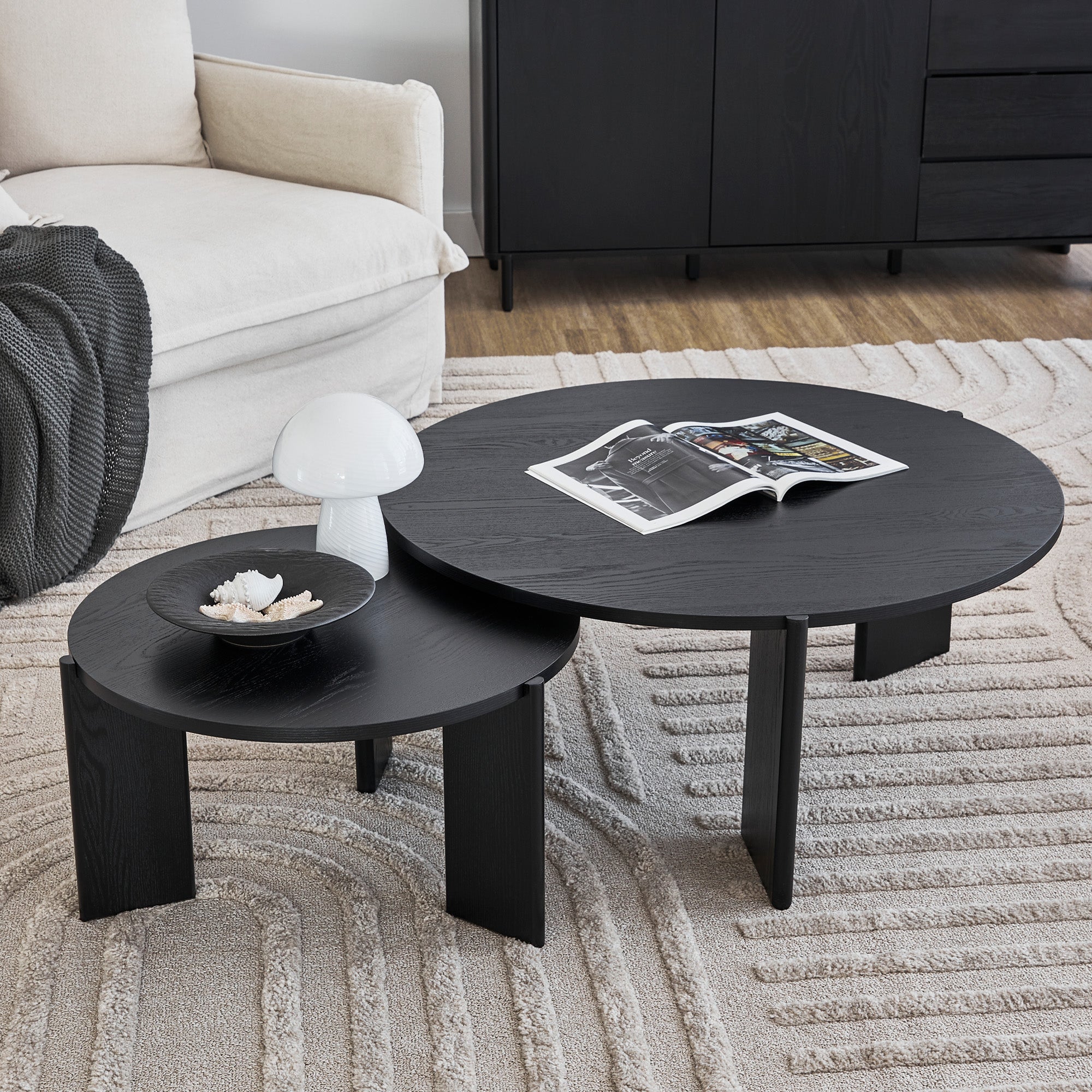 Taupo Coffee Tables Set of 2 Straight Legs Black - Image 4