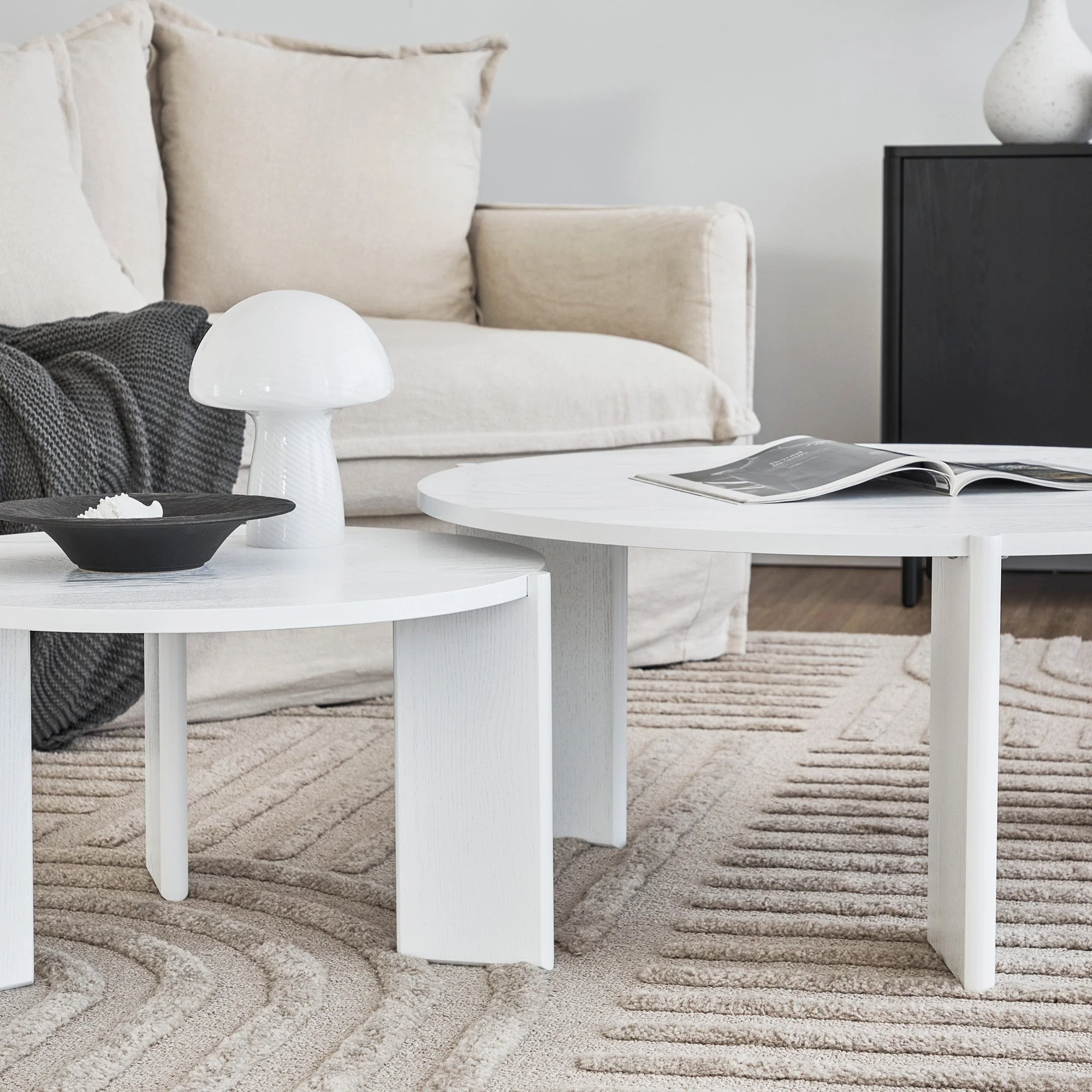 Taupo Coffee Tables Set of 2 Straight Legs White - Image 6