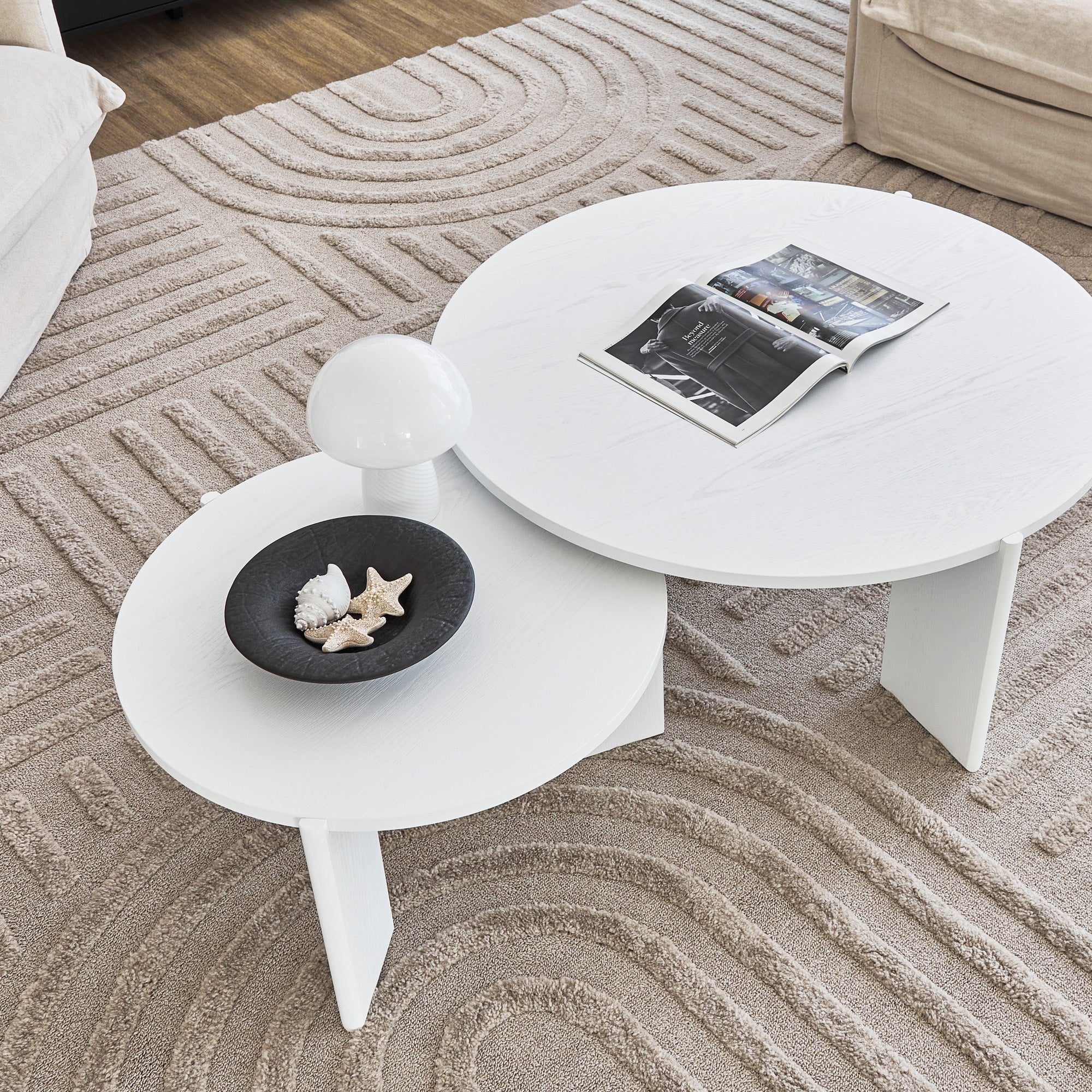 Taupo Coffee Tables Set of 2 Straight Legs White - Image 7