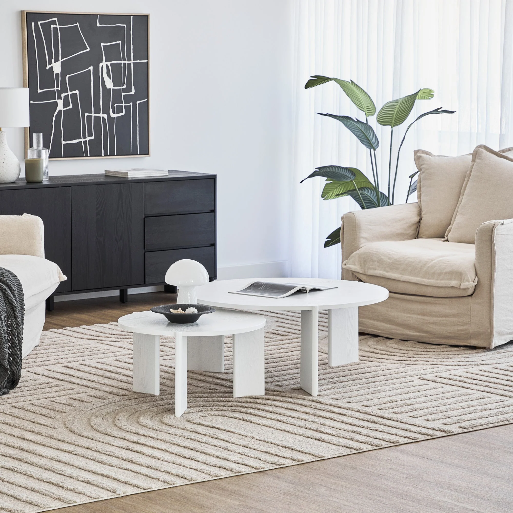 Taupo Coffee Tables Set of 2 Straight Legs White - Image 8