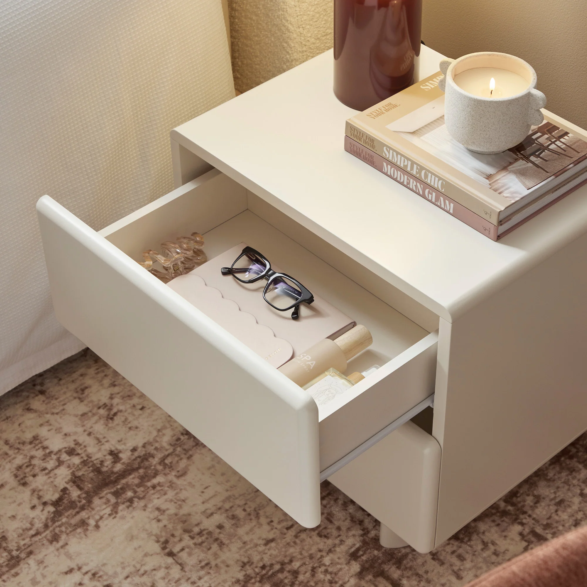 Tillie Bedside Table Off-White - Image 6
