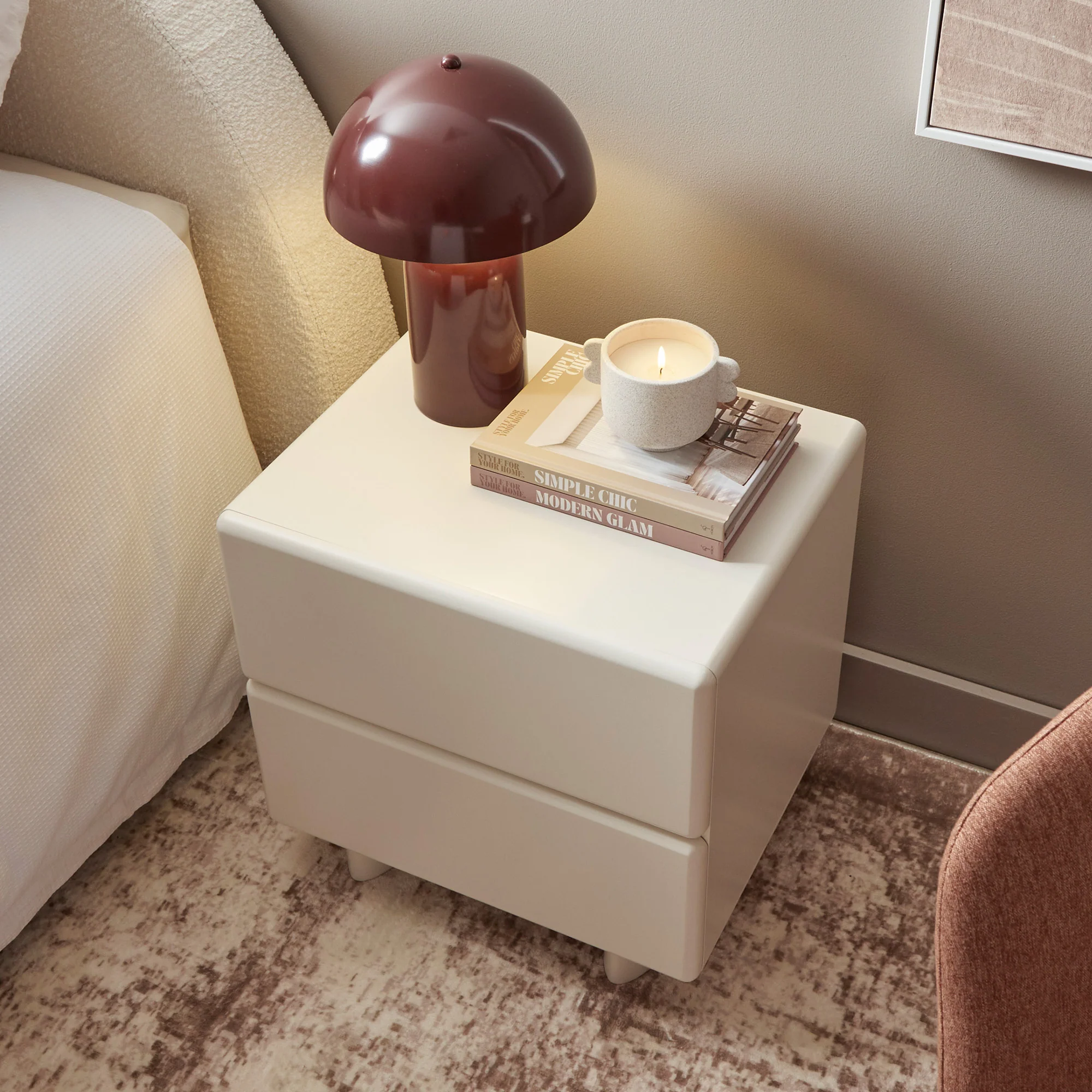 Tillie Bedside Table Off-White - Image 9