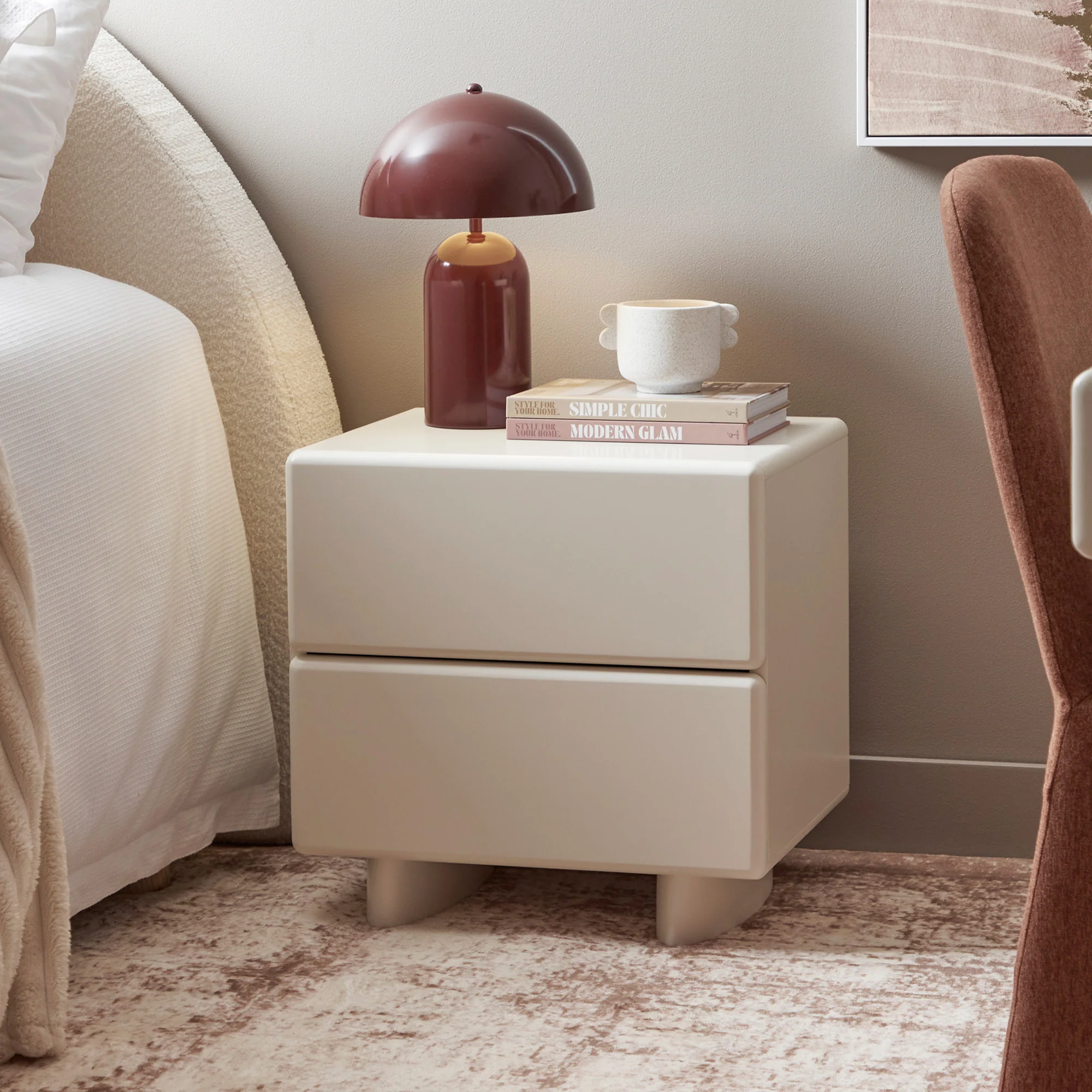 Tillie Bedside Table Off-White (Set of 2) - Image 2