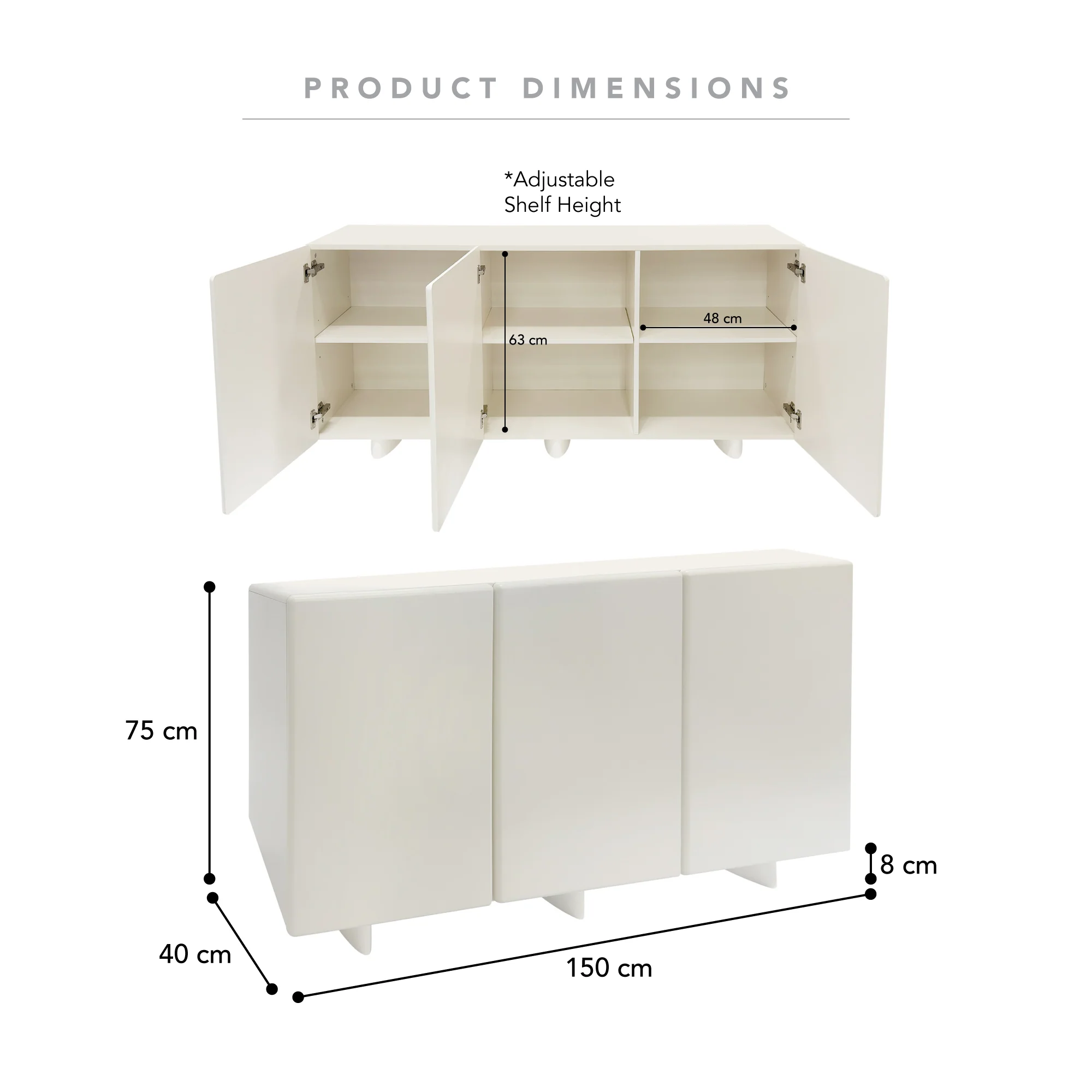 Tillie Buffet Off-White (150cm) - Image 3