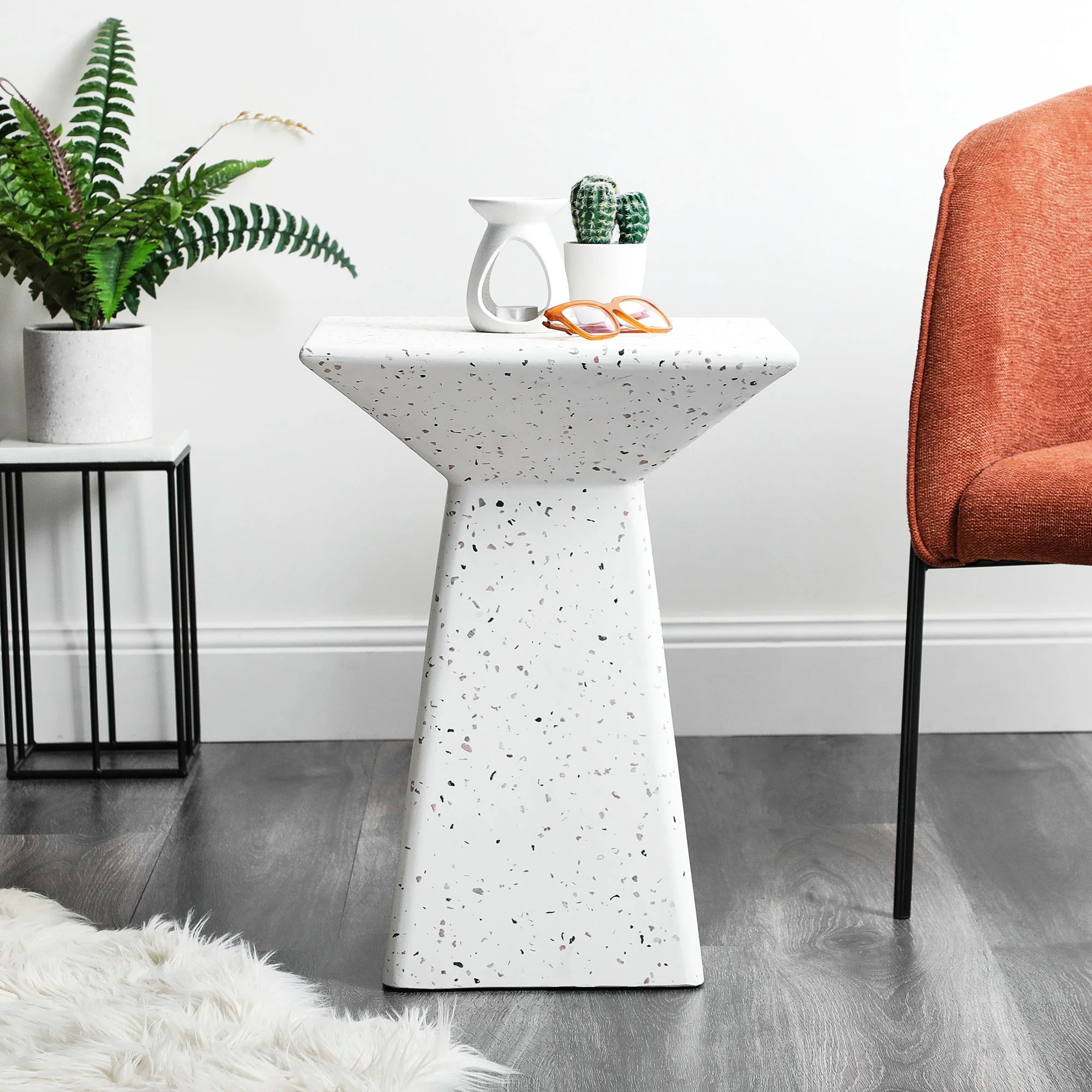 Toledo Terrazzo Side Table Stool Speckle White - Image 5