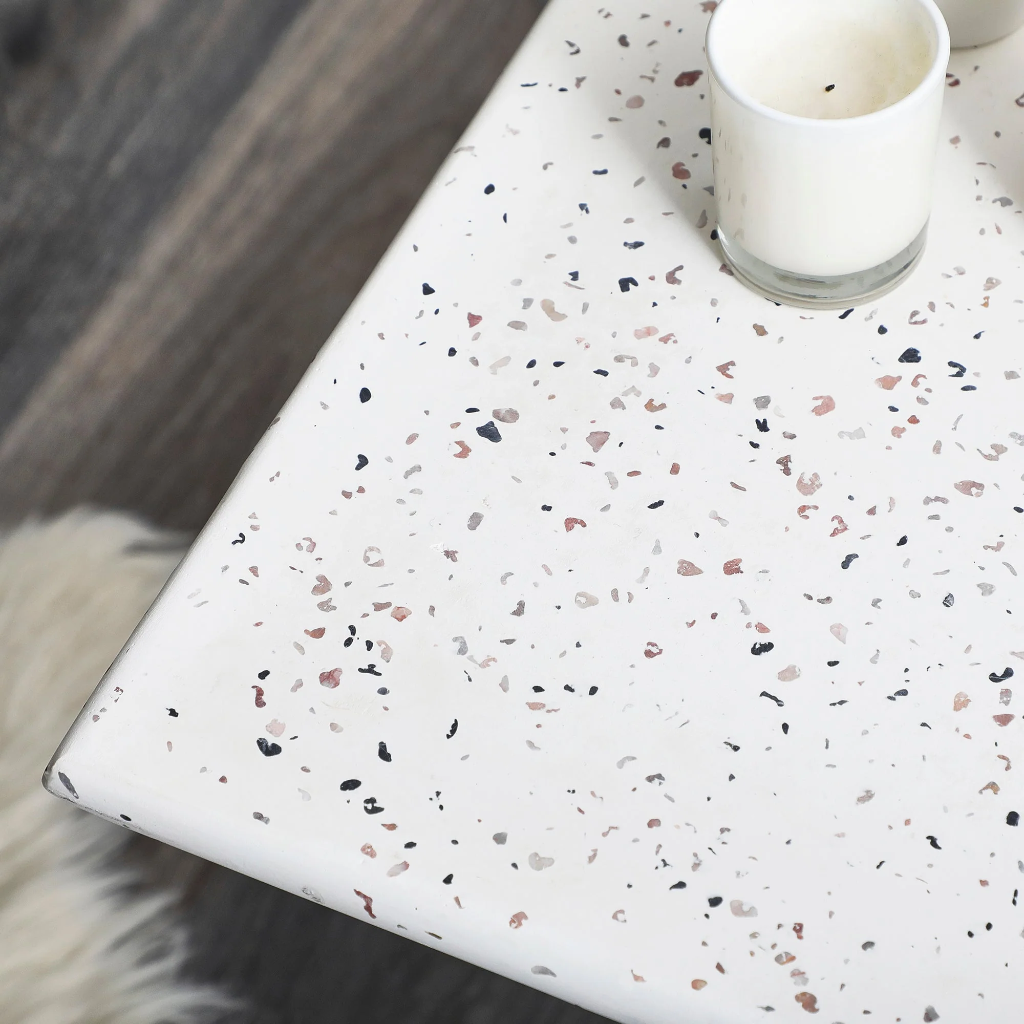 Toledo Terrazzo Side Table Stool Speckle White - Image 6