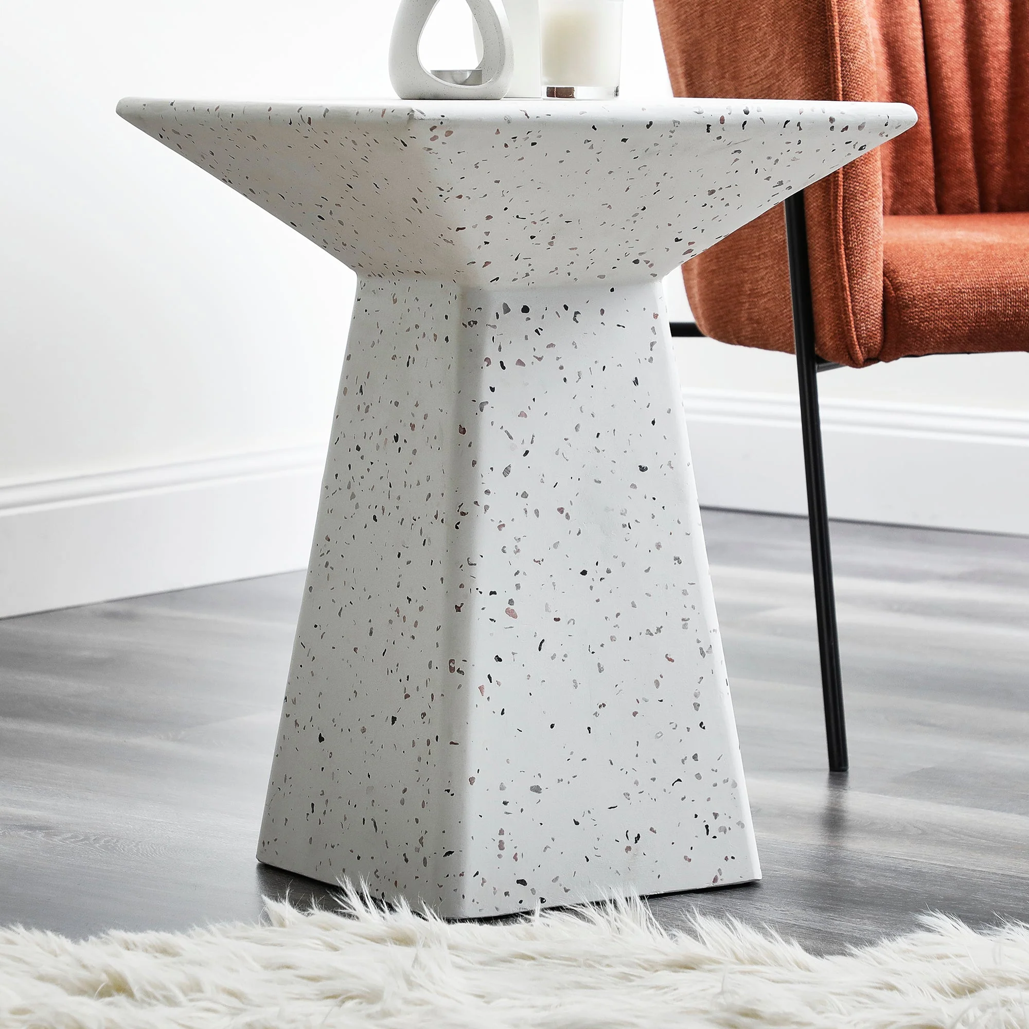 Toledo Terrazzo Side Table Stool Speckle White - Image 8