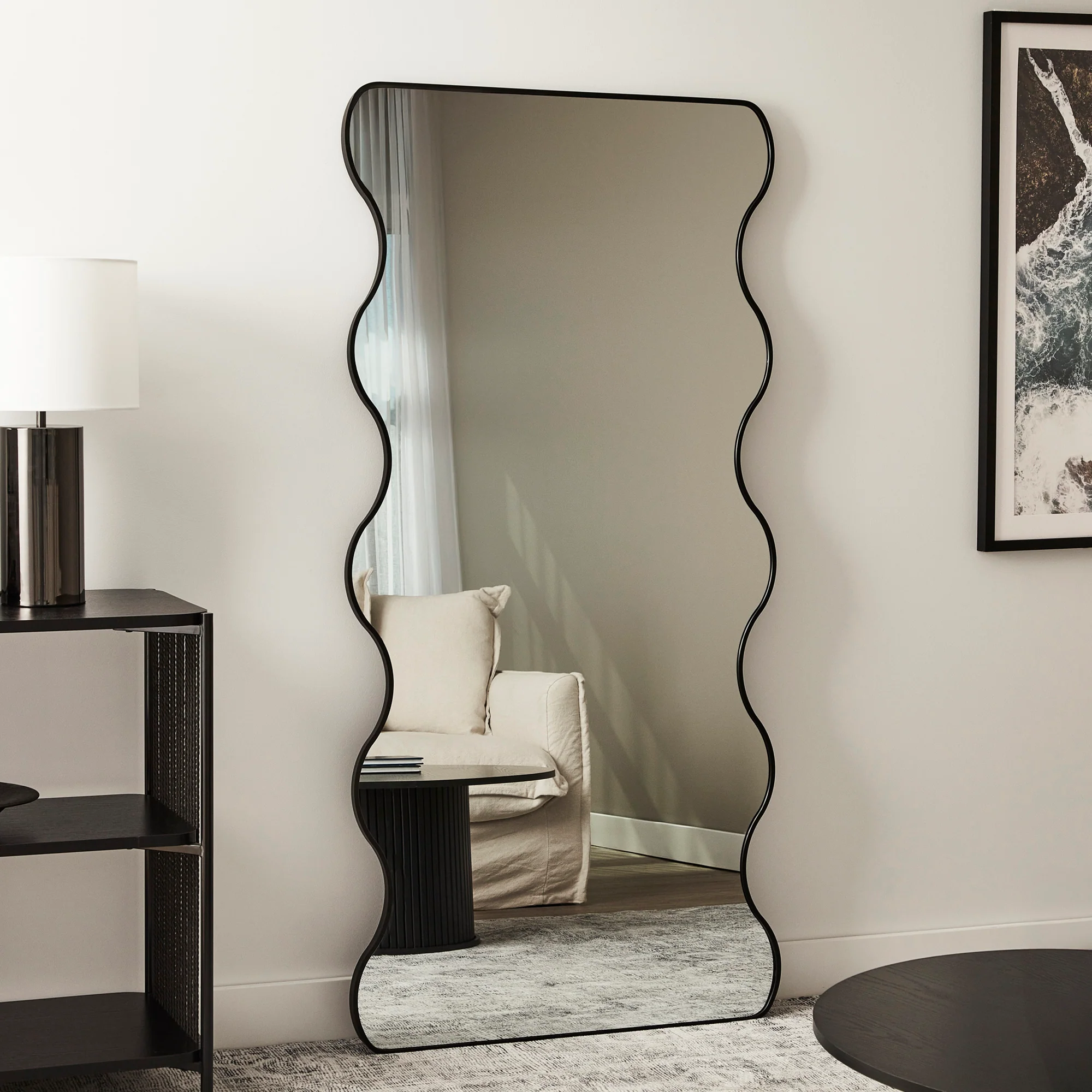 Wavy 165cm Mirror Black - Image 8