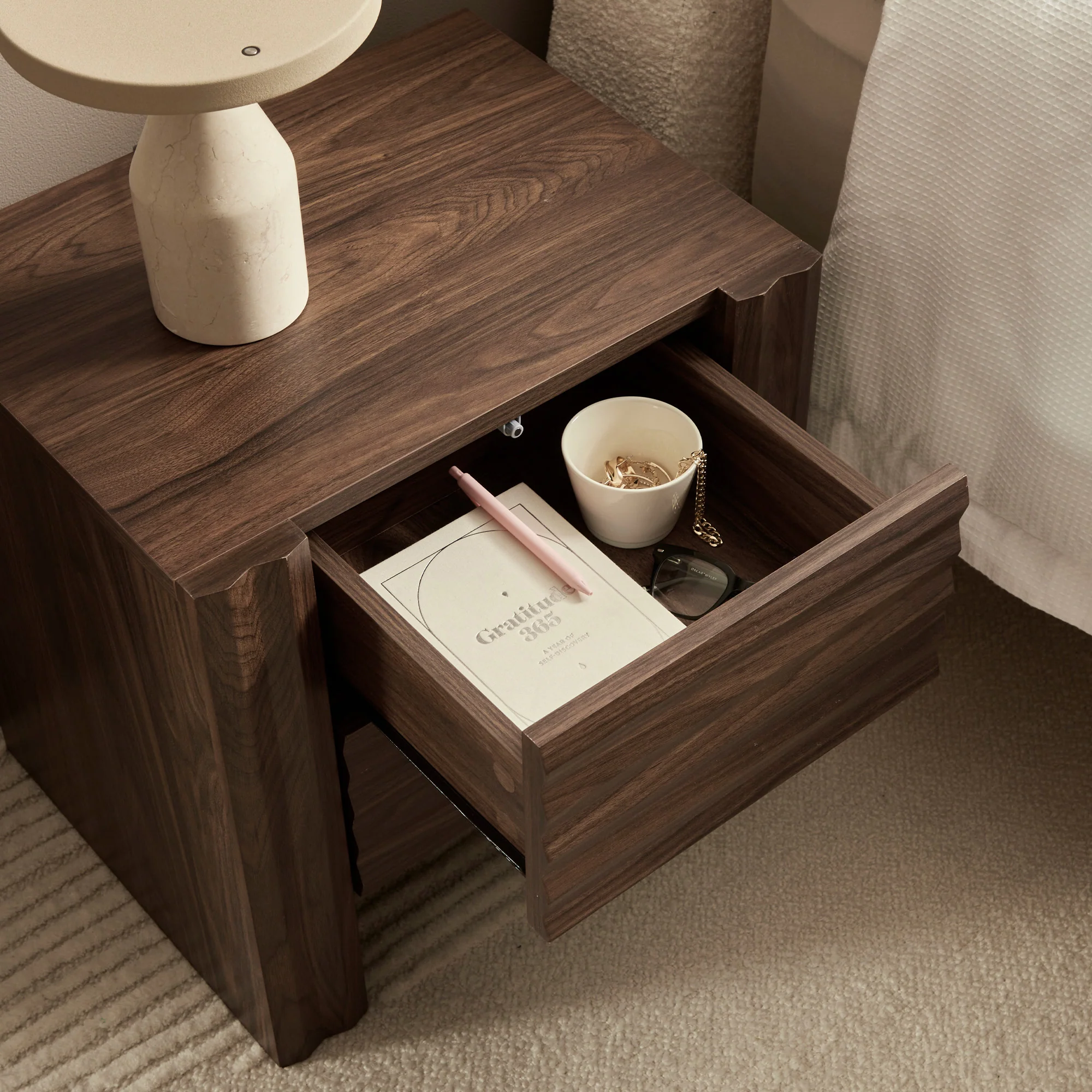 Wilson Bedside Table Walnut - Image 7