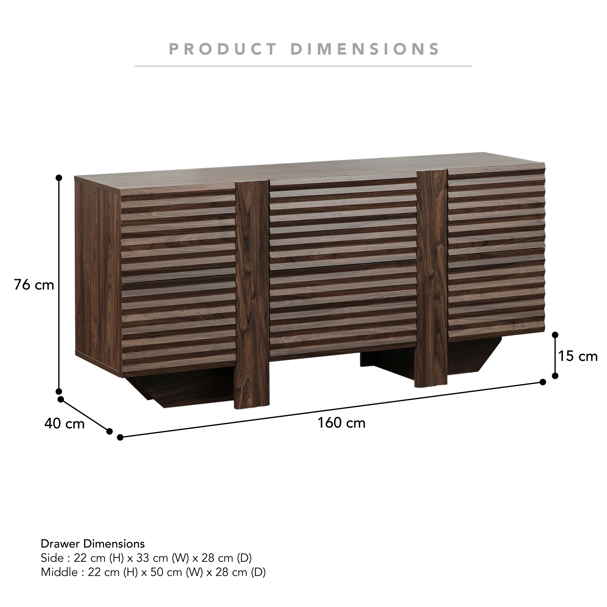 Wilson Chest of 6 Drawers Walnut - Image 3