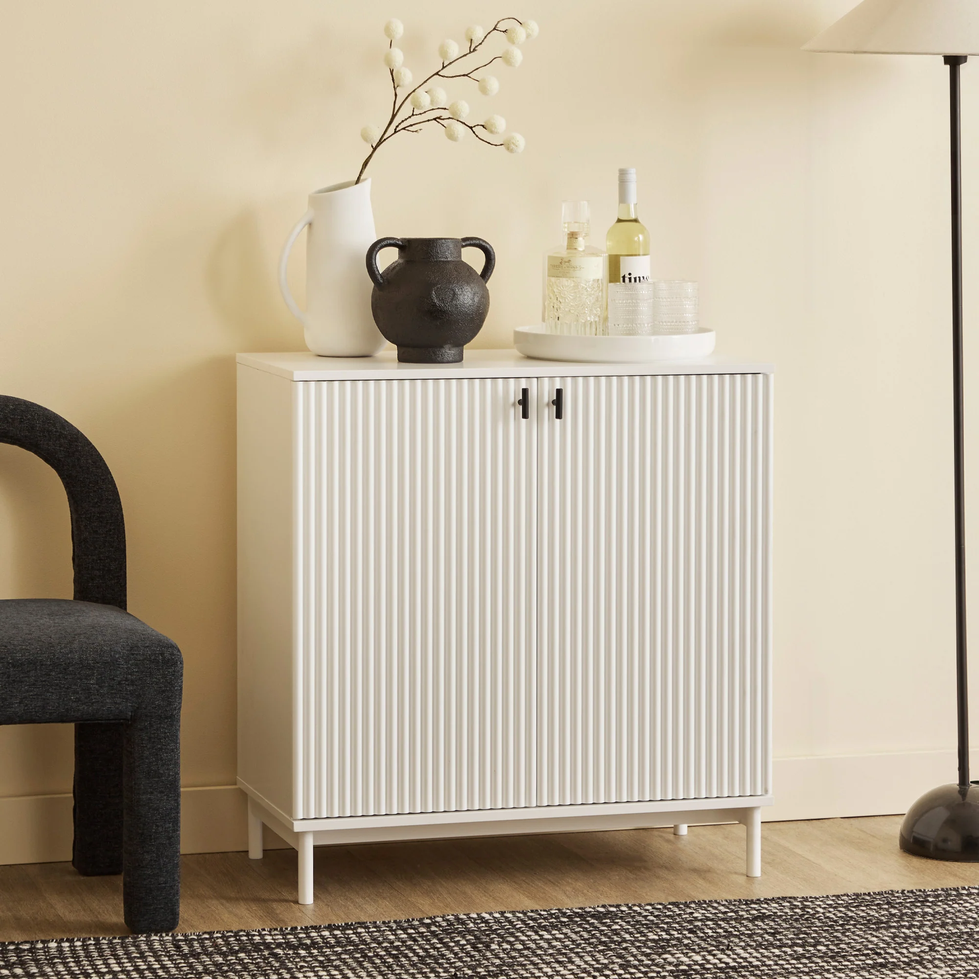 Winnie Ripple 2 Door Cabinet White