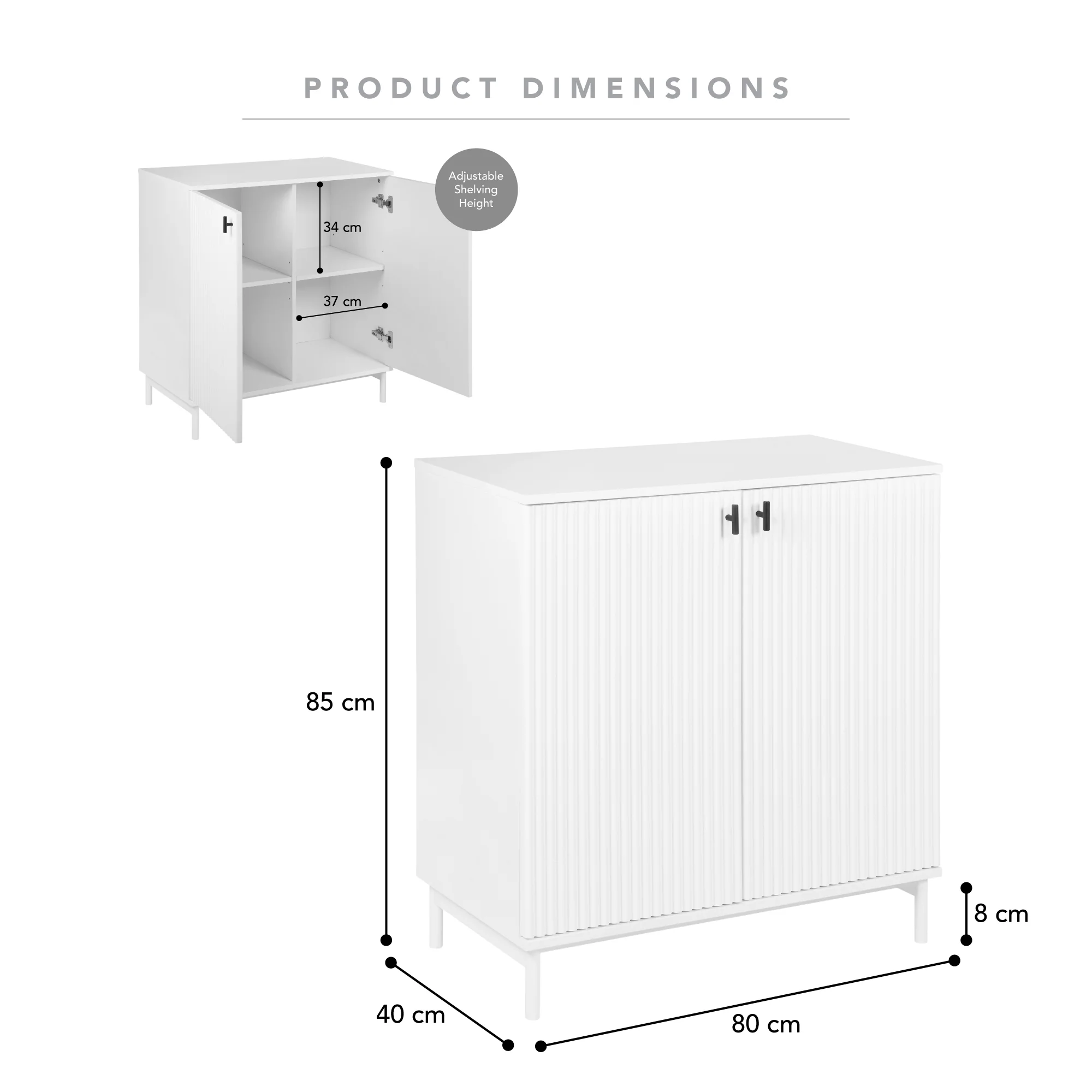 Winnie Ripple 2 Door Cabinet White - Image 3