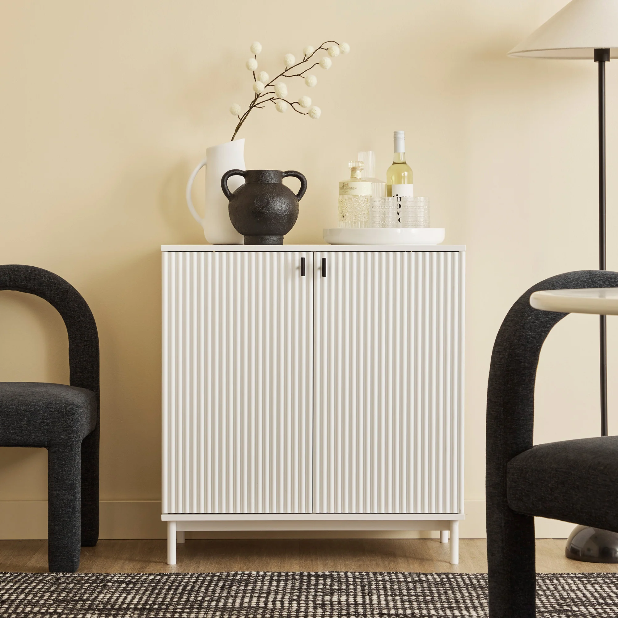 Winnie Ripple 2 Door Cabinet White - Image 4
