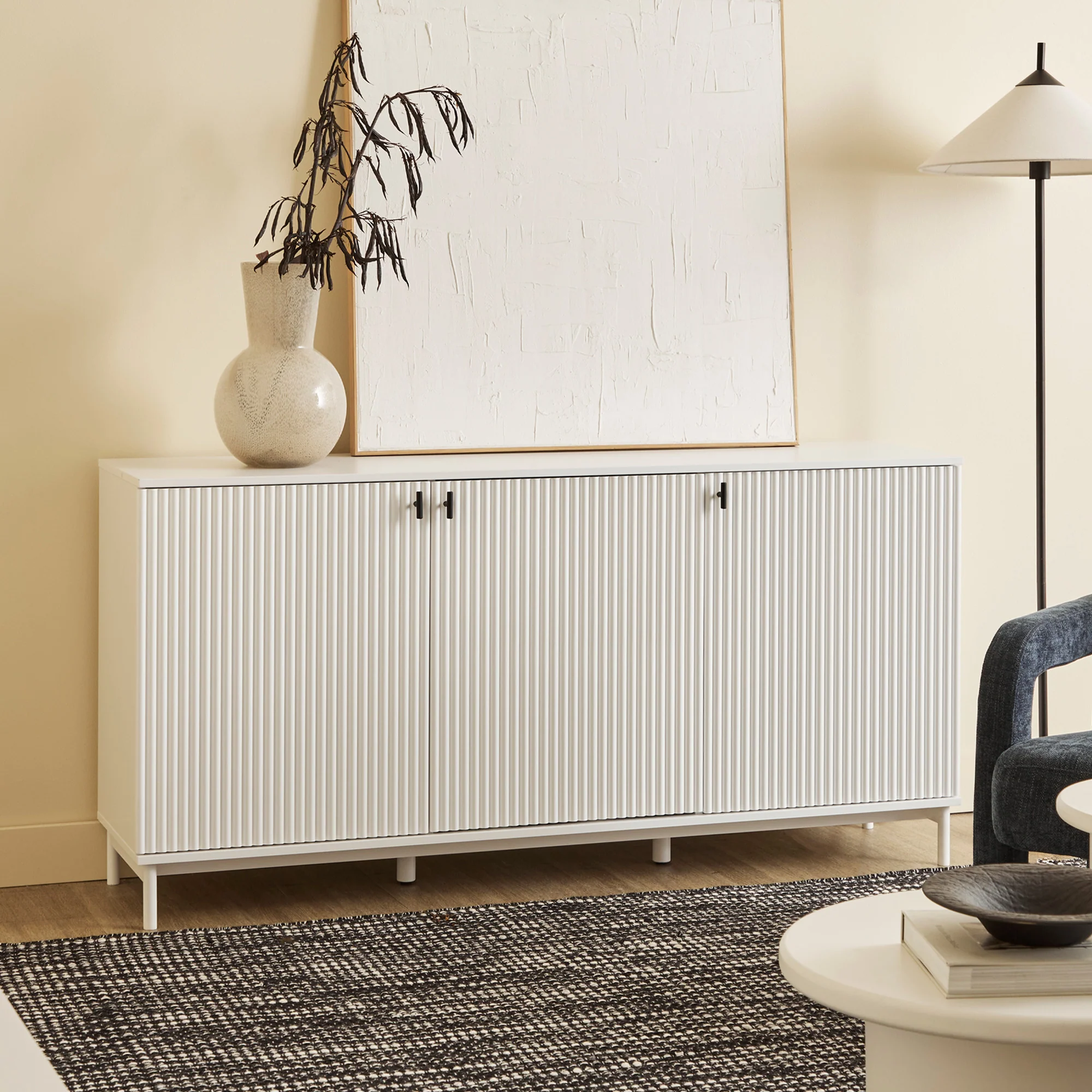Winnie Ripple 3 Door Buffet White (160cm)