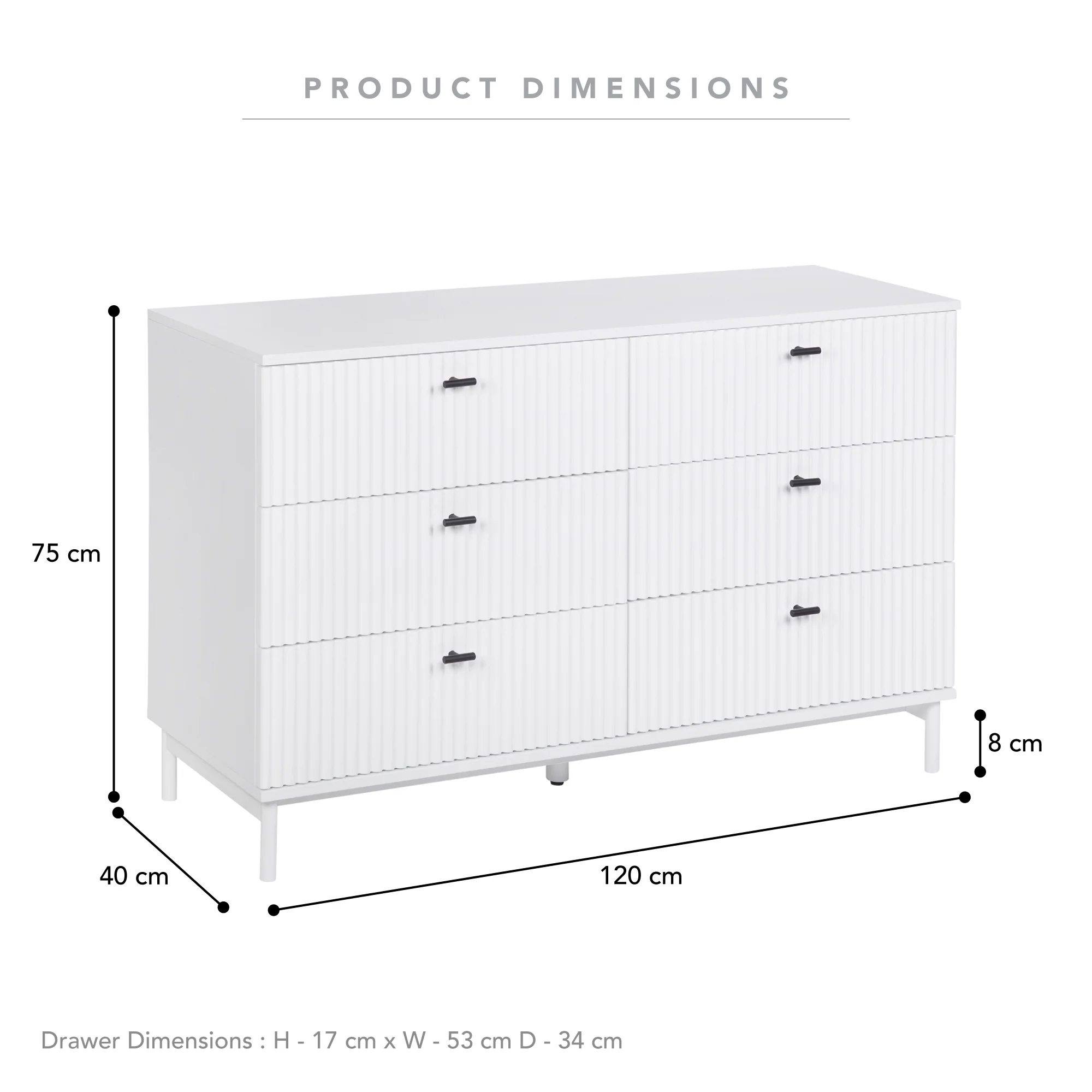 Winnie Ripple Chest of 6 Drawers White - Image 3