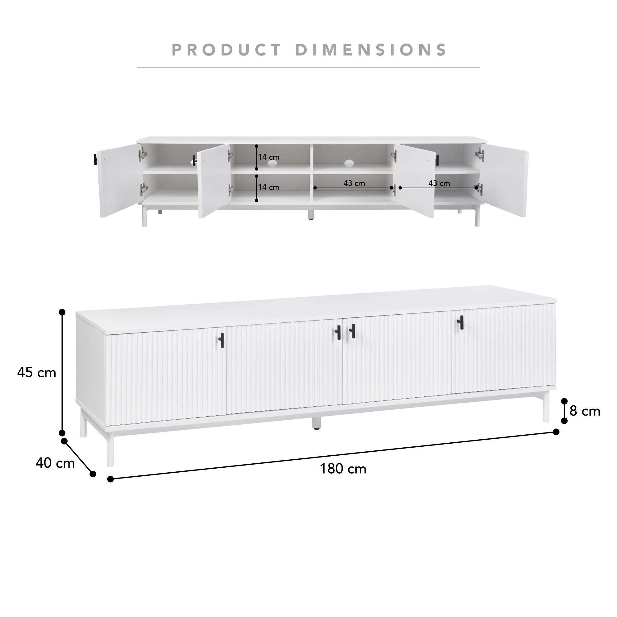 Winnie Ripple Entertainment Unit White (180cm) - Image 3