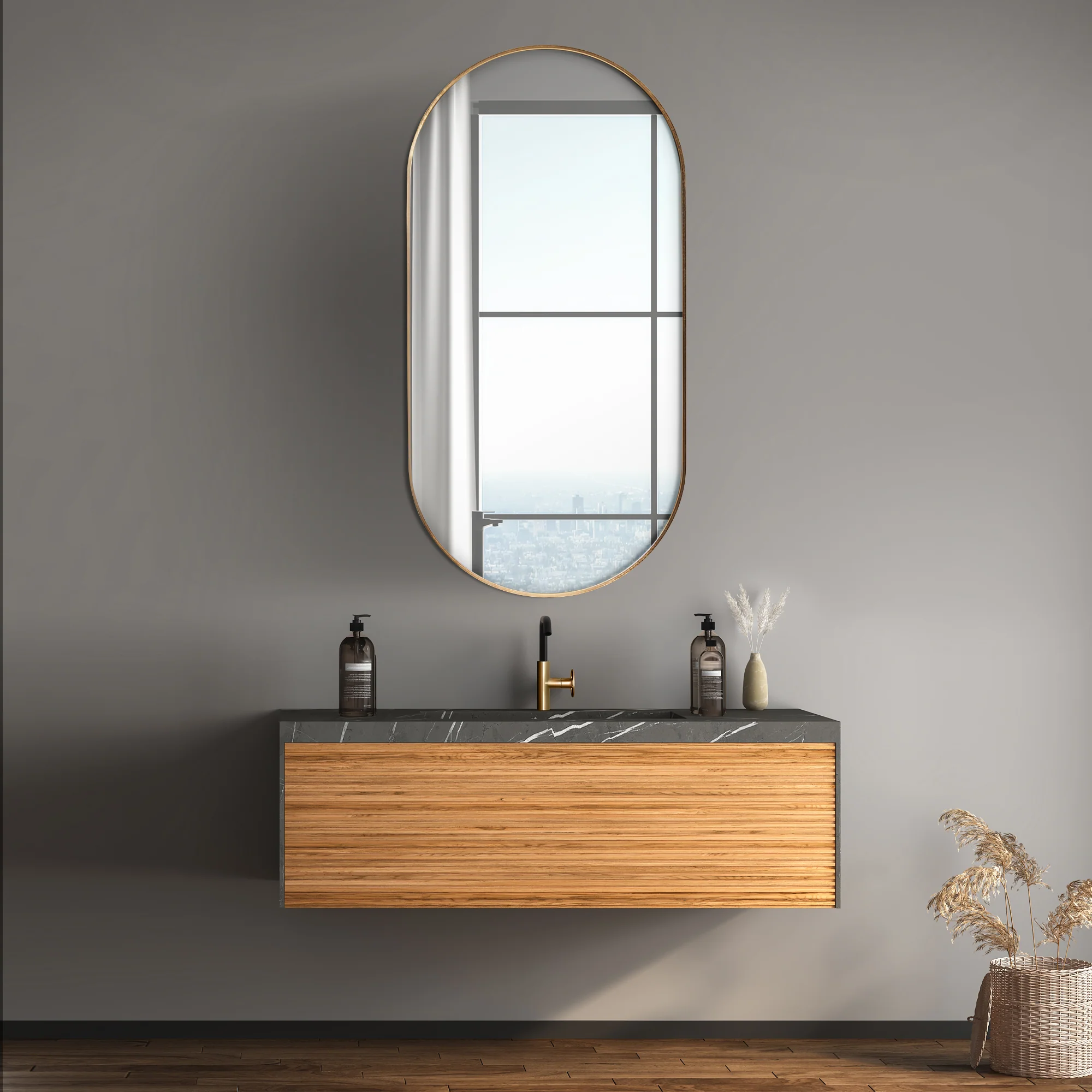 Zoe 120cm Oval Mirror Gold - Image 6