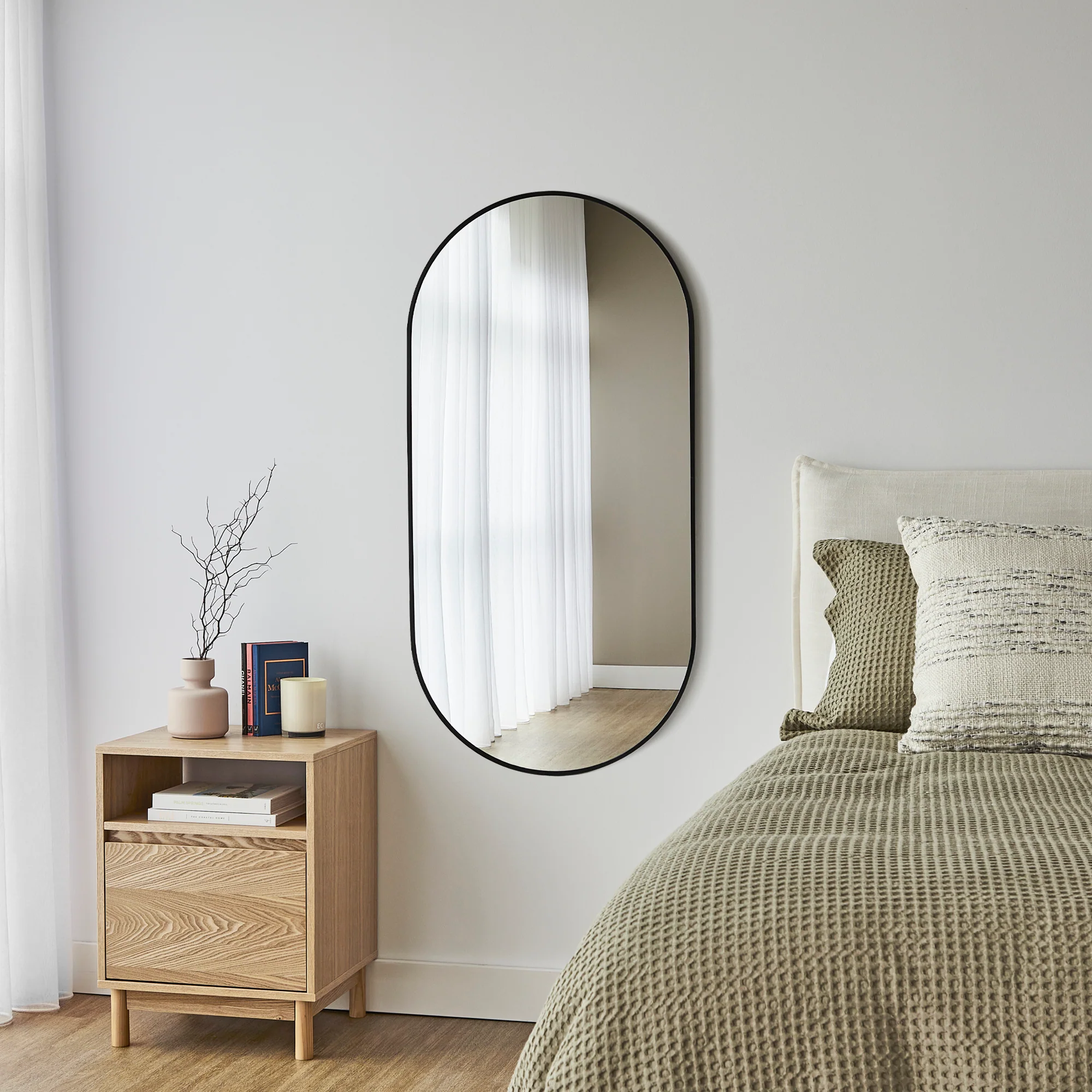 Zoe 120cm Oval Mirror Black