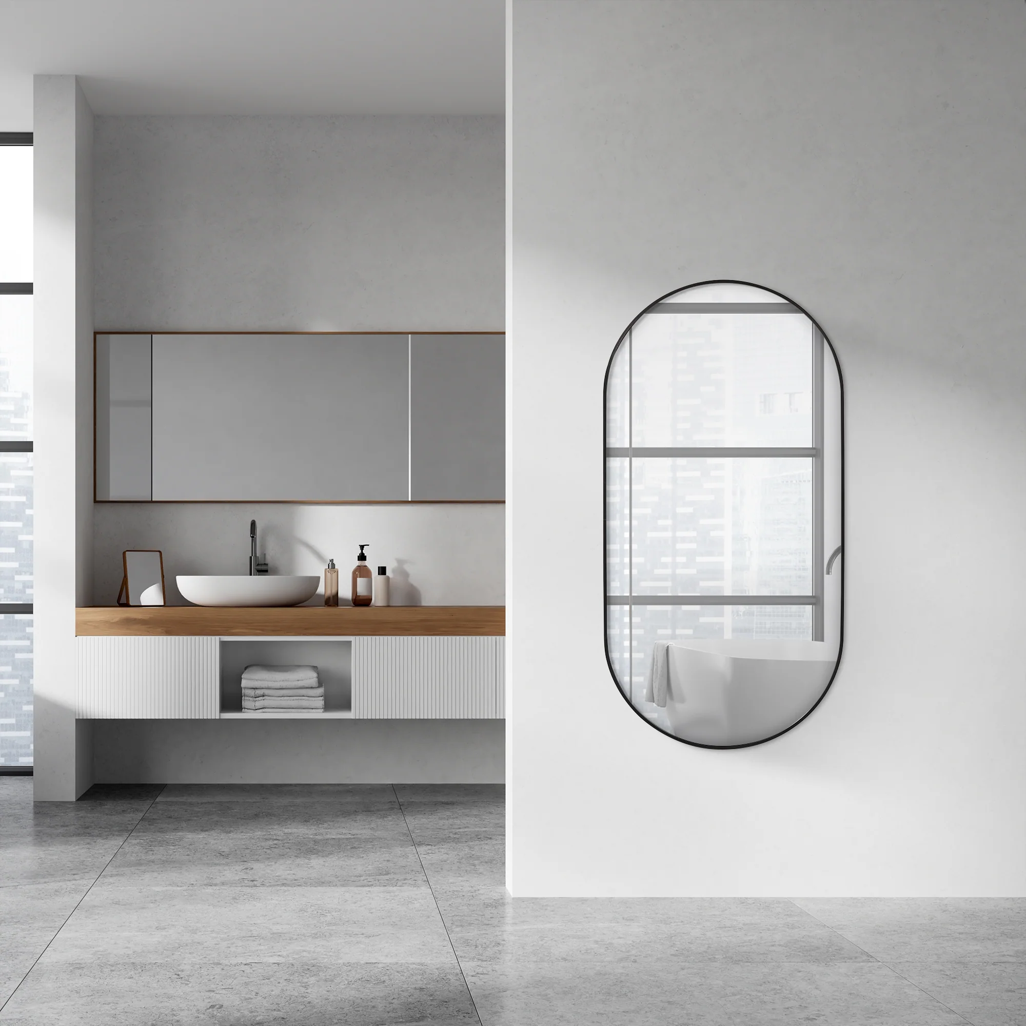 Zoe 120cm Oval Mirror Black - Image 4