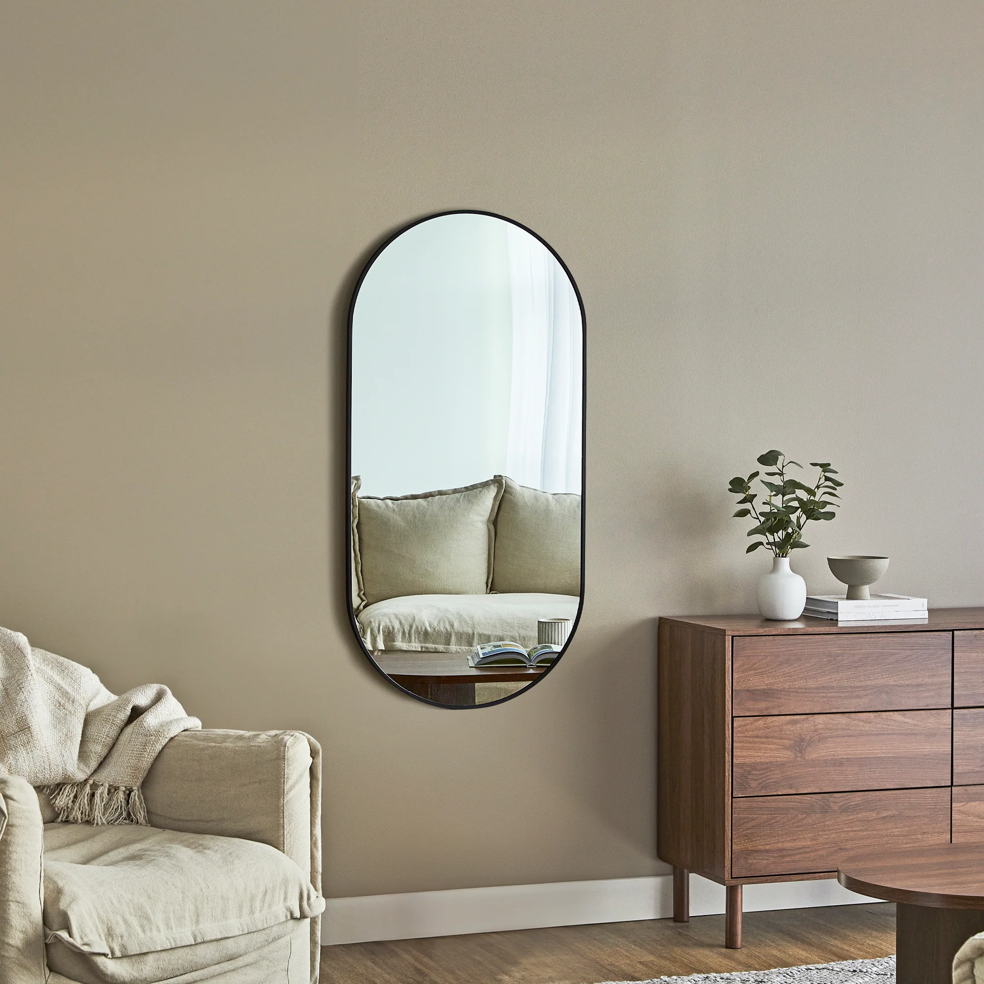 Zoe 120cm Oval Mirror Black - Image 5