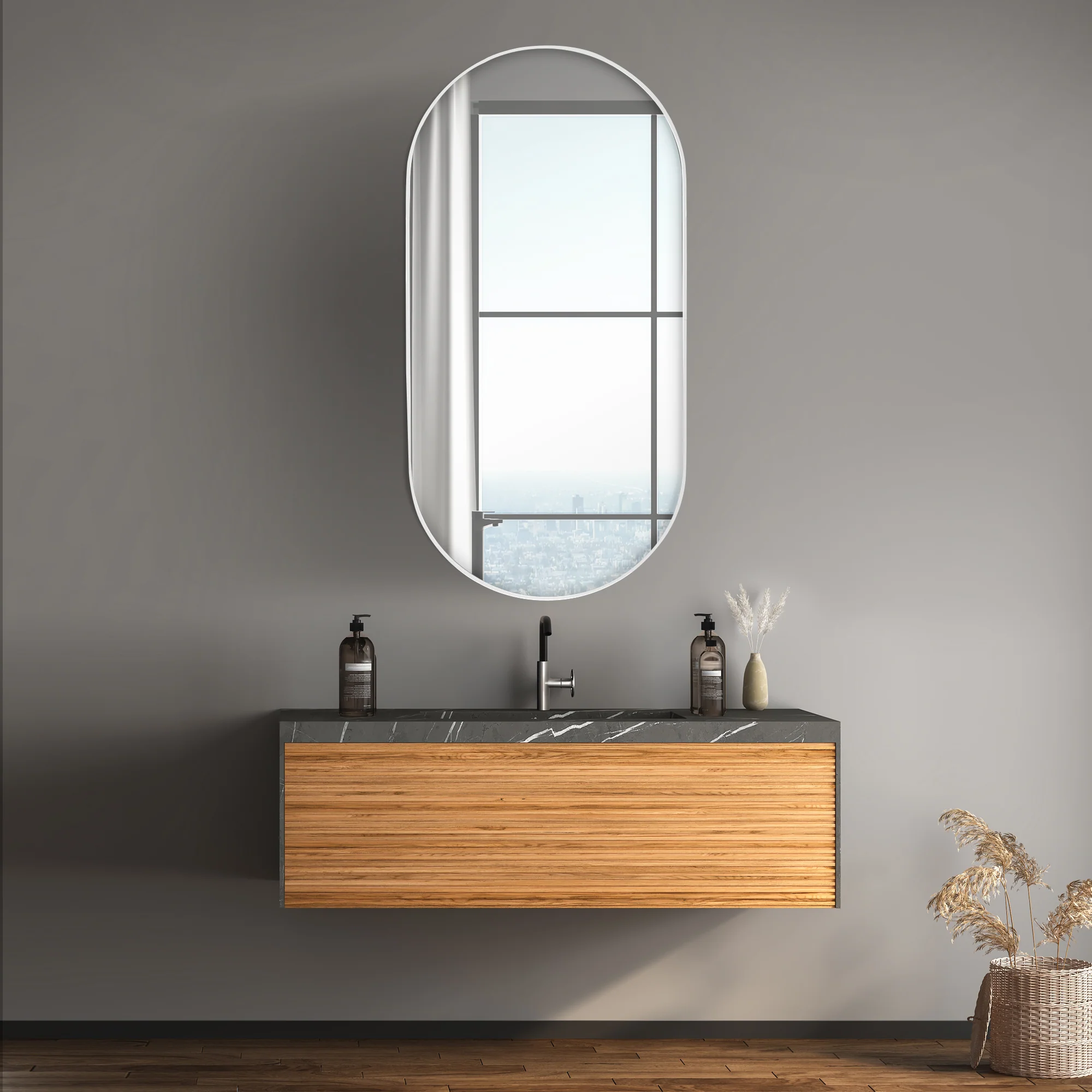 Zoe 120cm Oval Mirror White