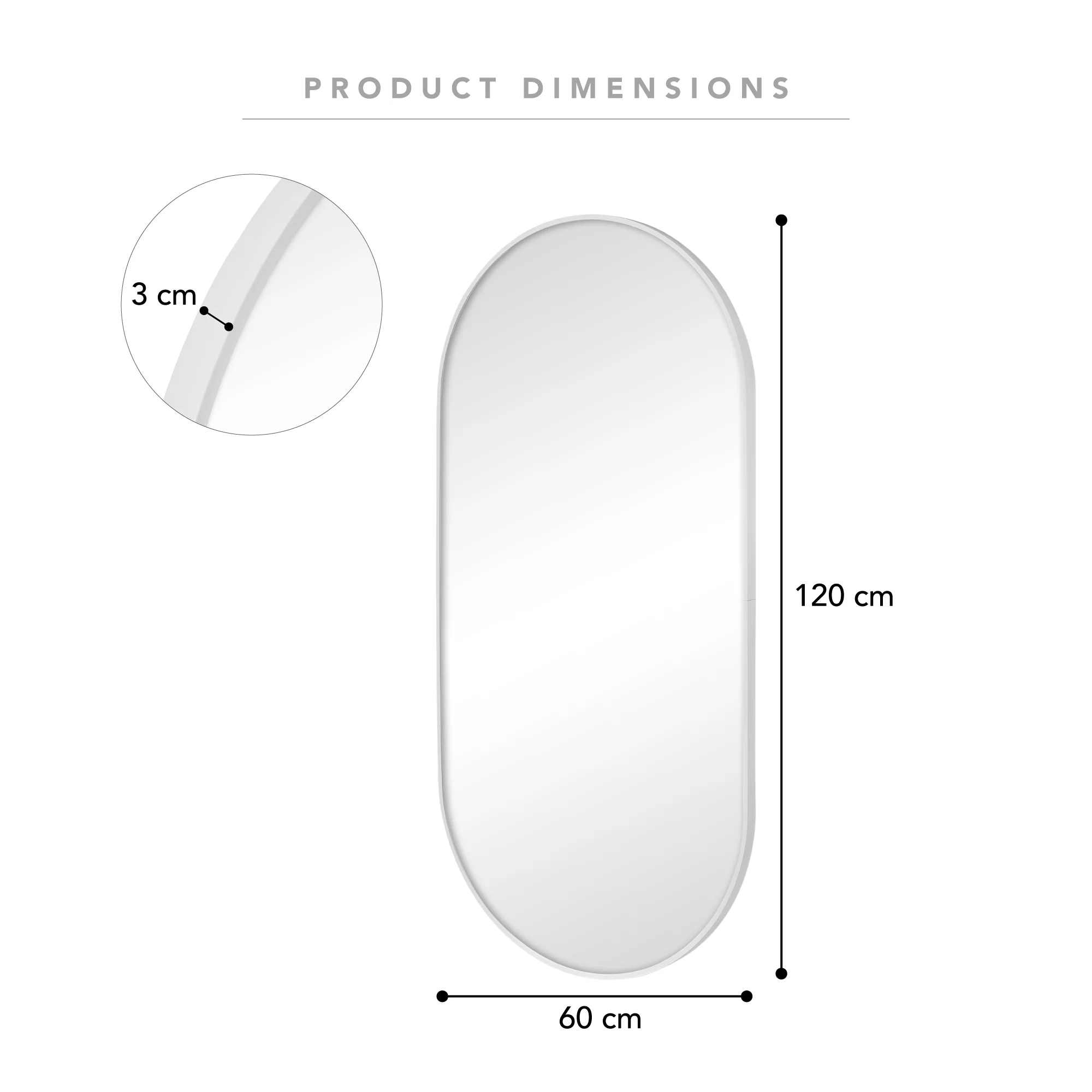 Zoe 120cm Oval Mirror White - Image 3