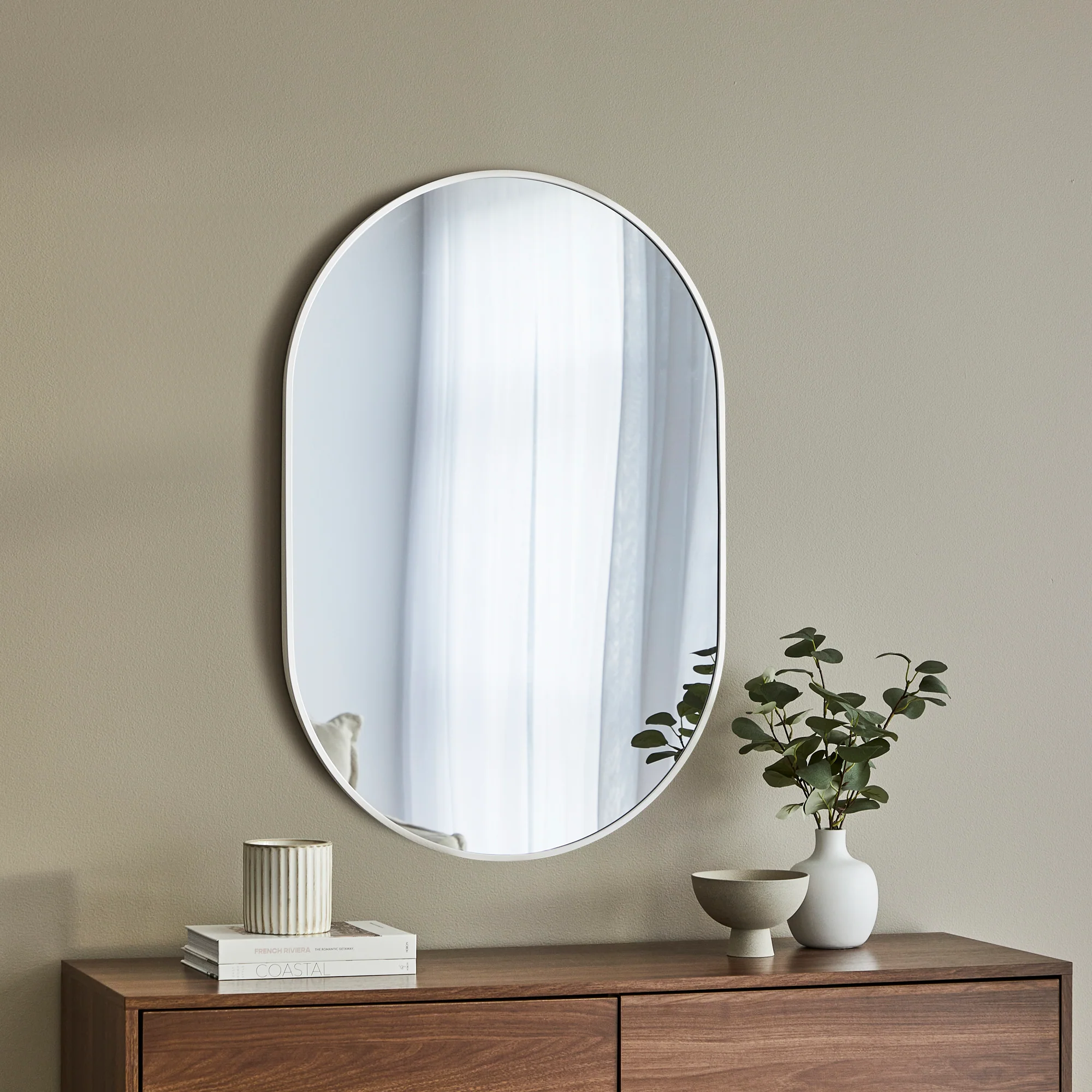 Zoe 90cm Oval Mirror White