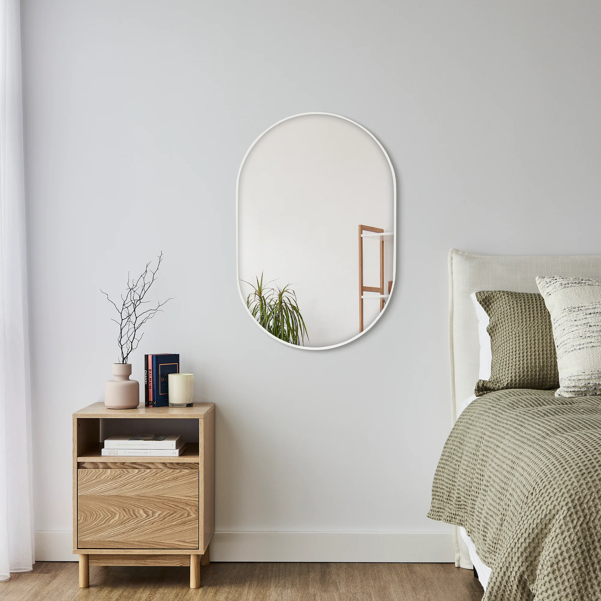 Zoe 90cm Oval Mirror White - Image 5